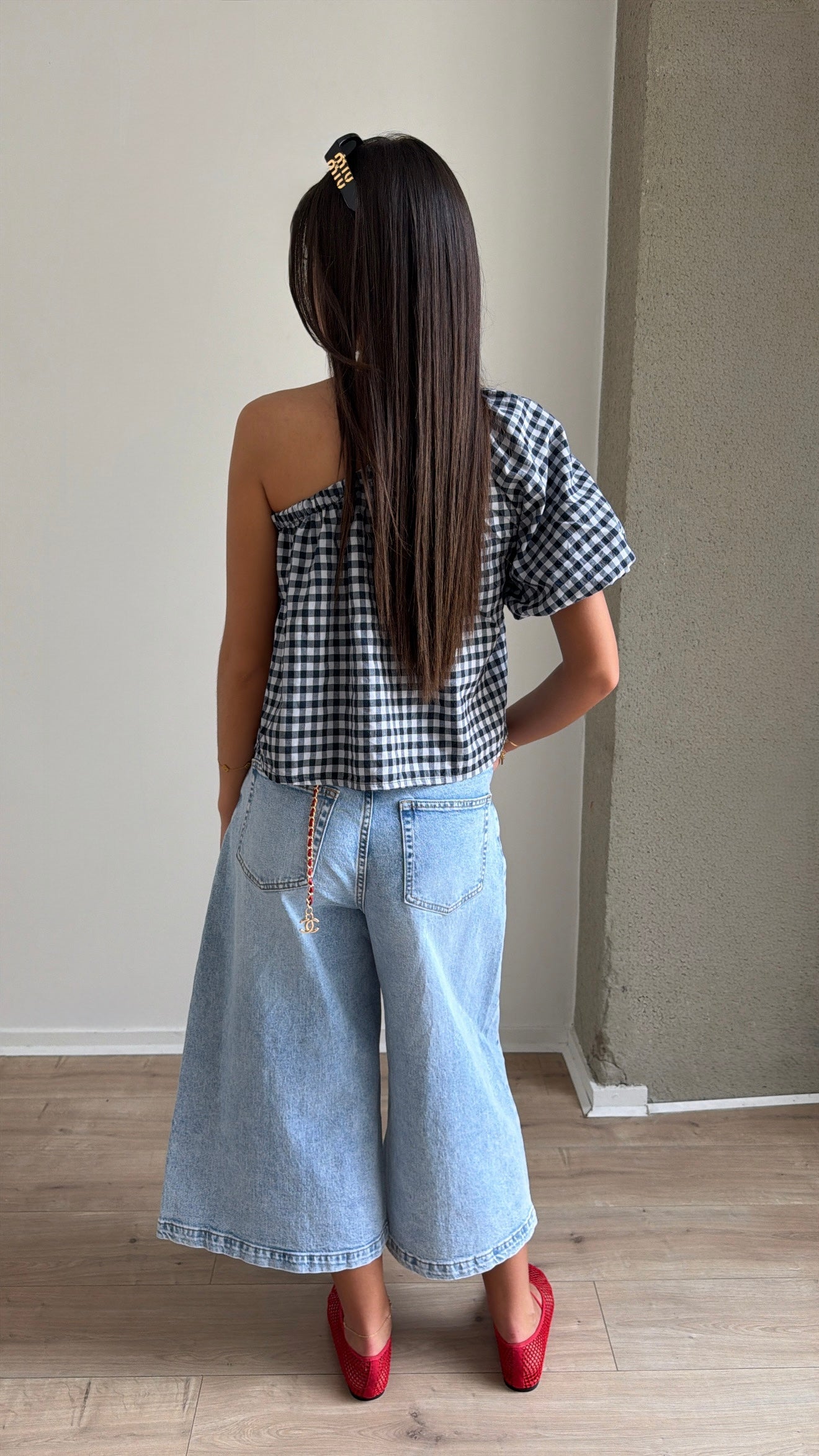 Wide-leg jeans [Light blue]