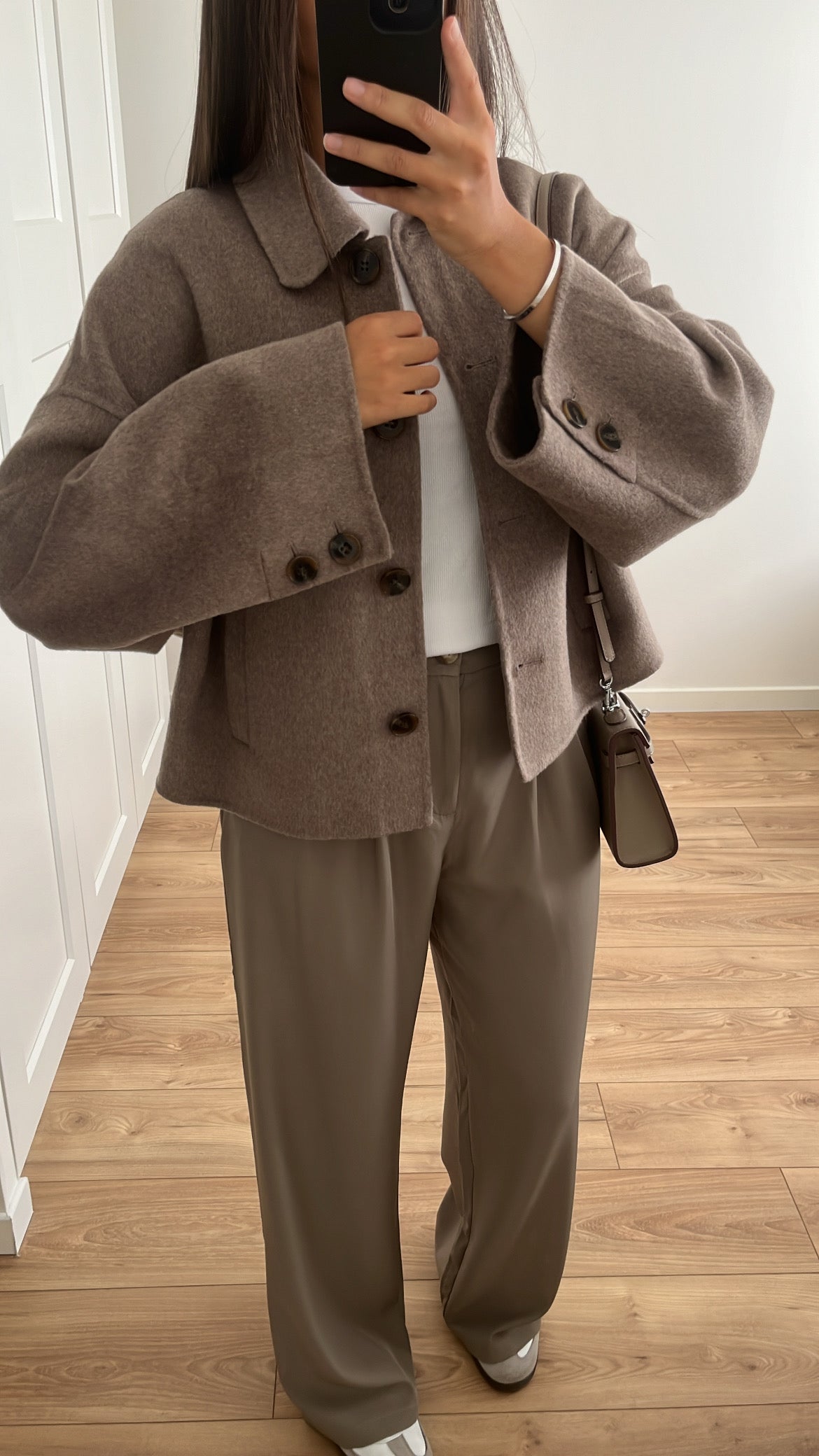 Manteau court en laine [ taupe ]