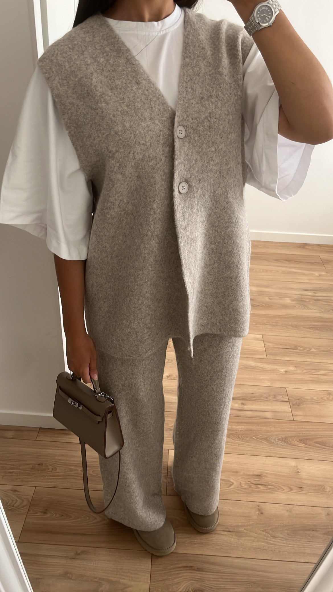 Pantalon en maille [ taupe ]