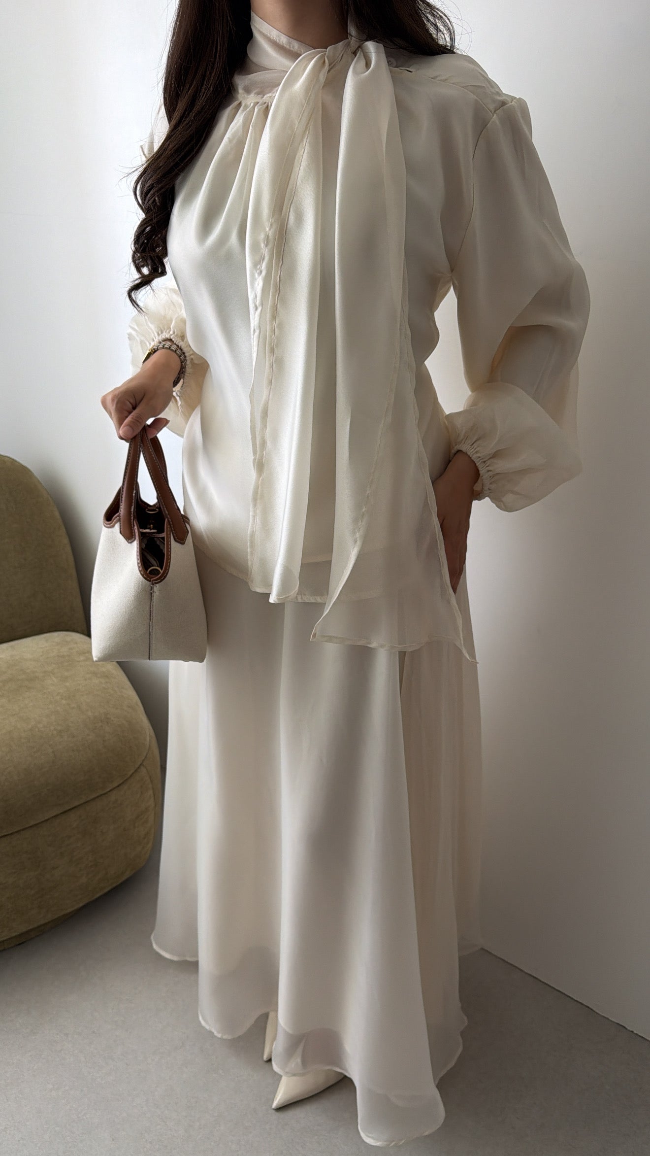 Ensemble jupe longue et blouse [écru]