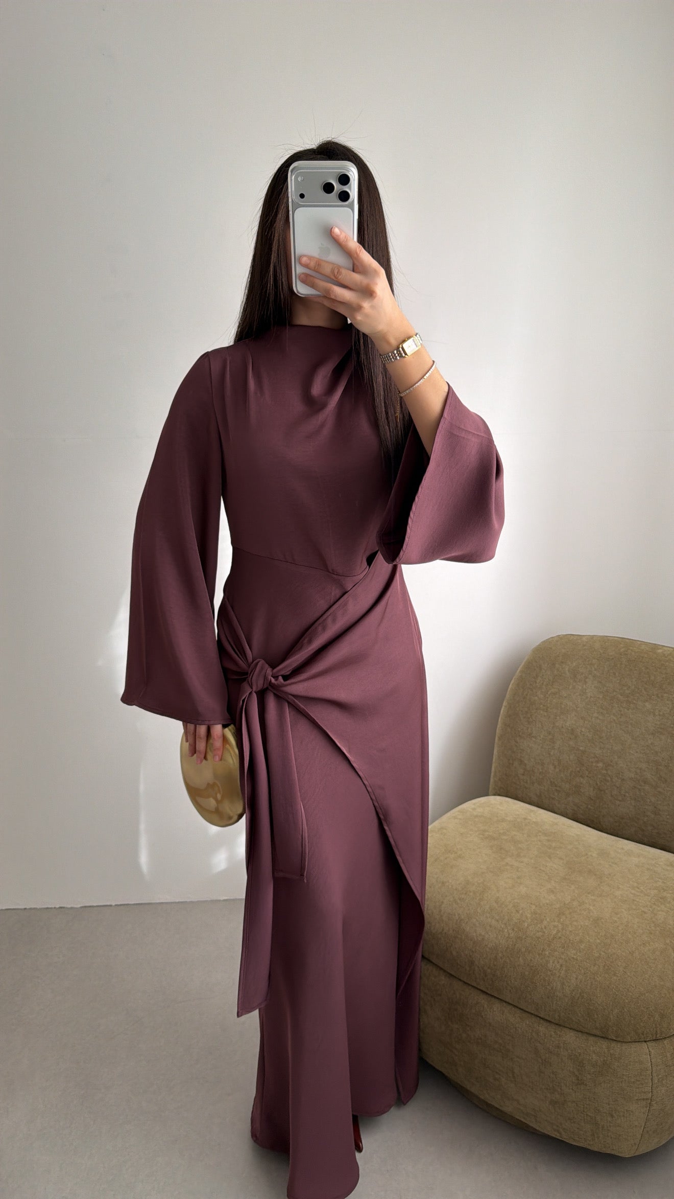 Longue robe portefeuille ACACIA [prune]