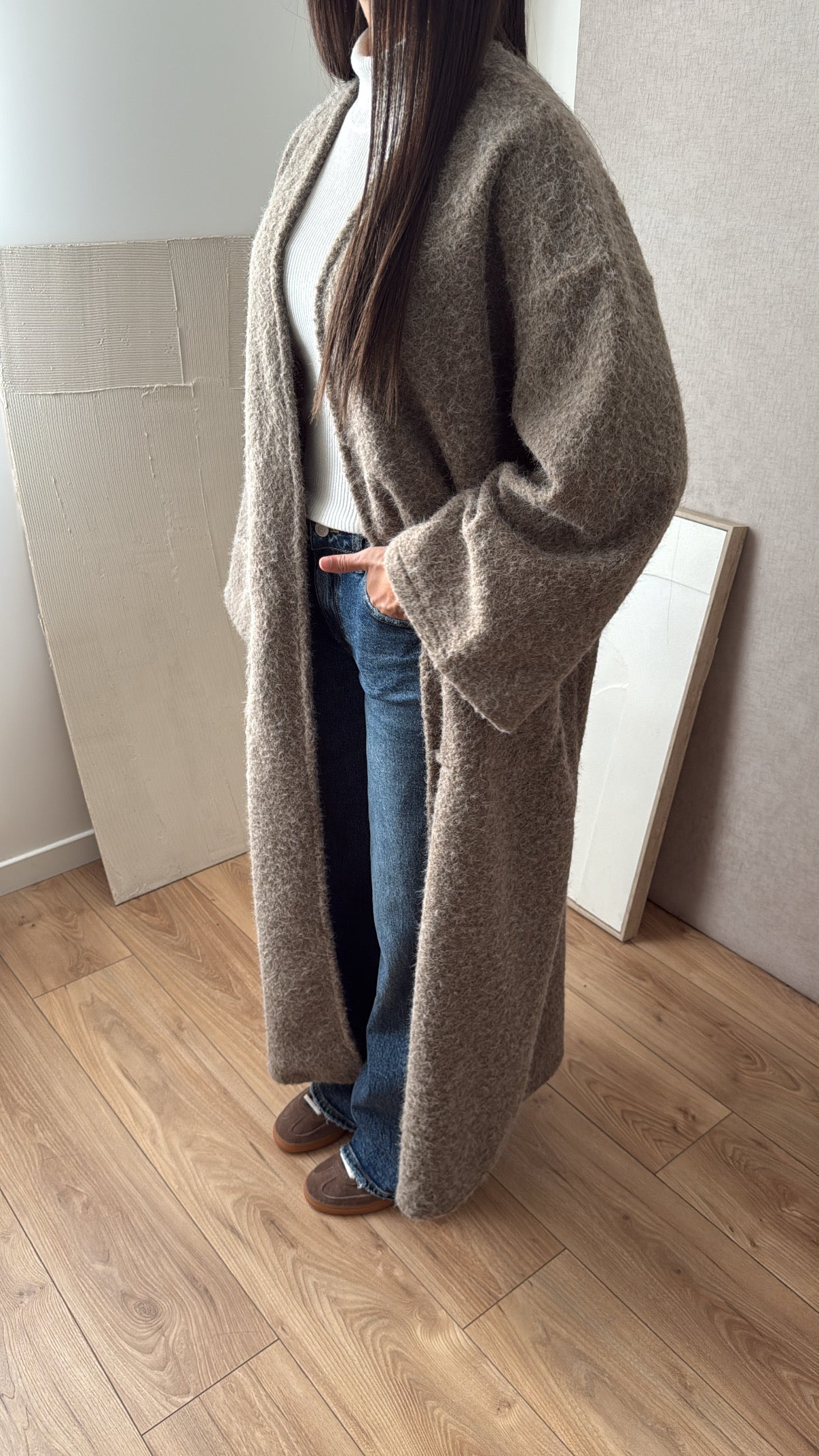 Long manteau HERA [taupe chiné]