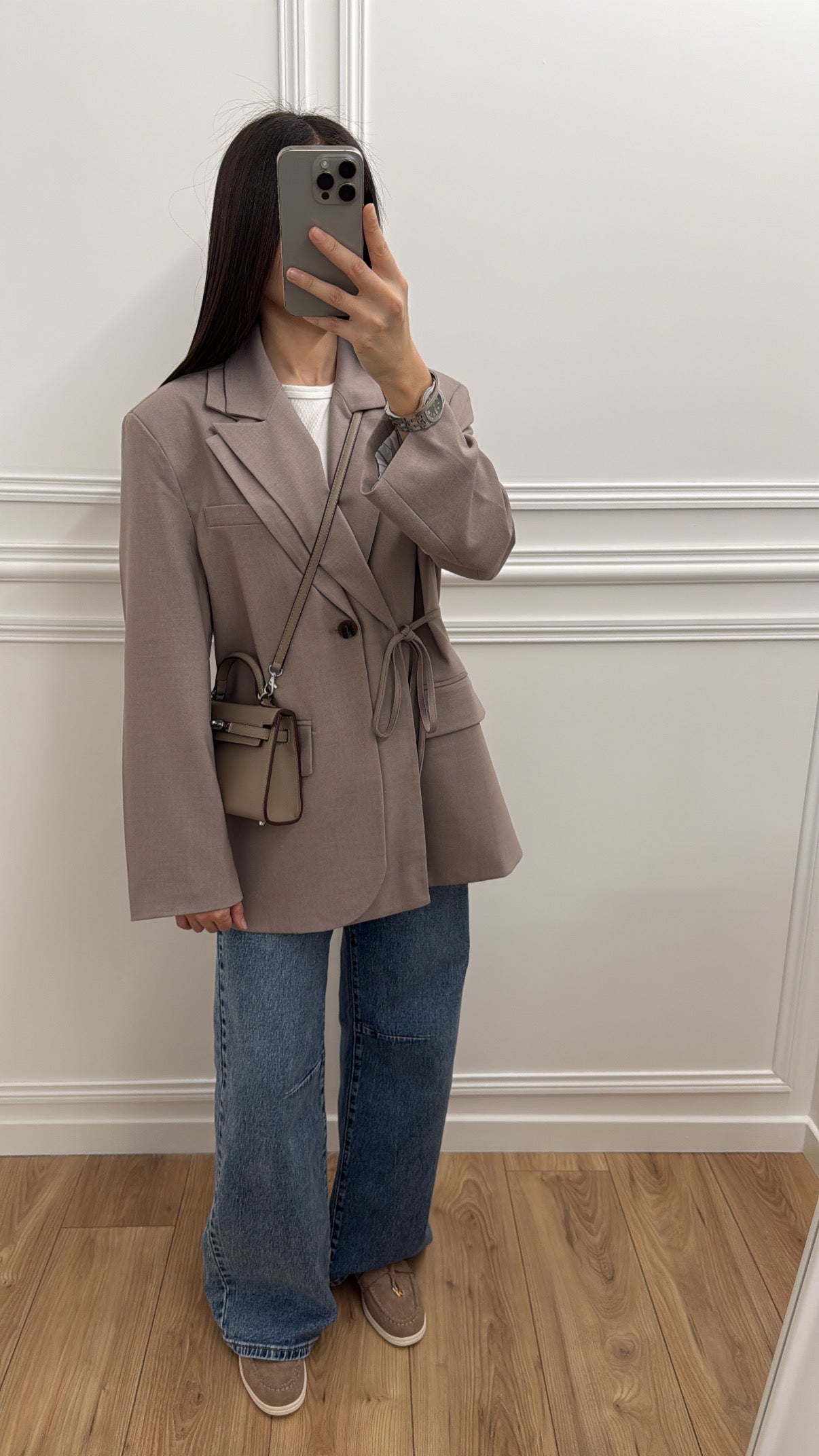 Oversized lined blazer [taupe]