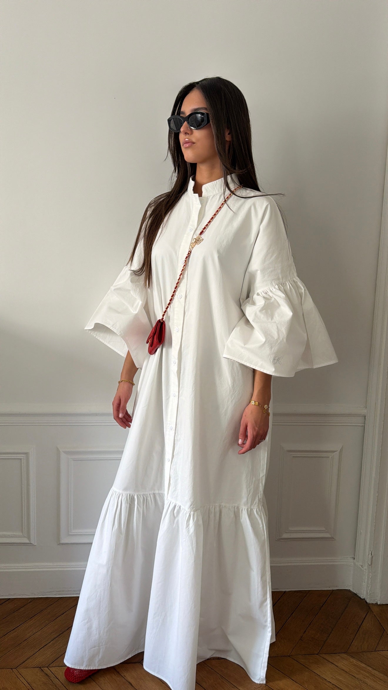 Robe longue loose en coton [blanc]