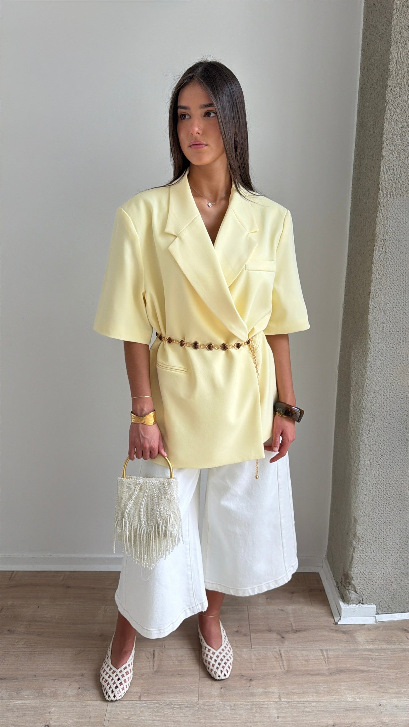 Blazer sans manches oversize [jaune]