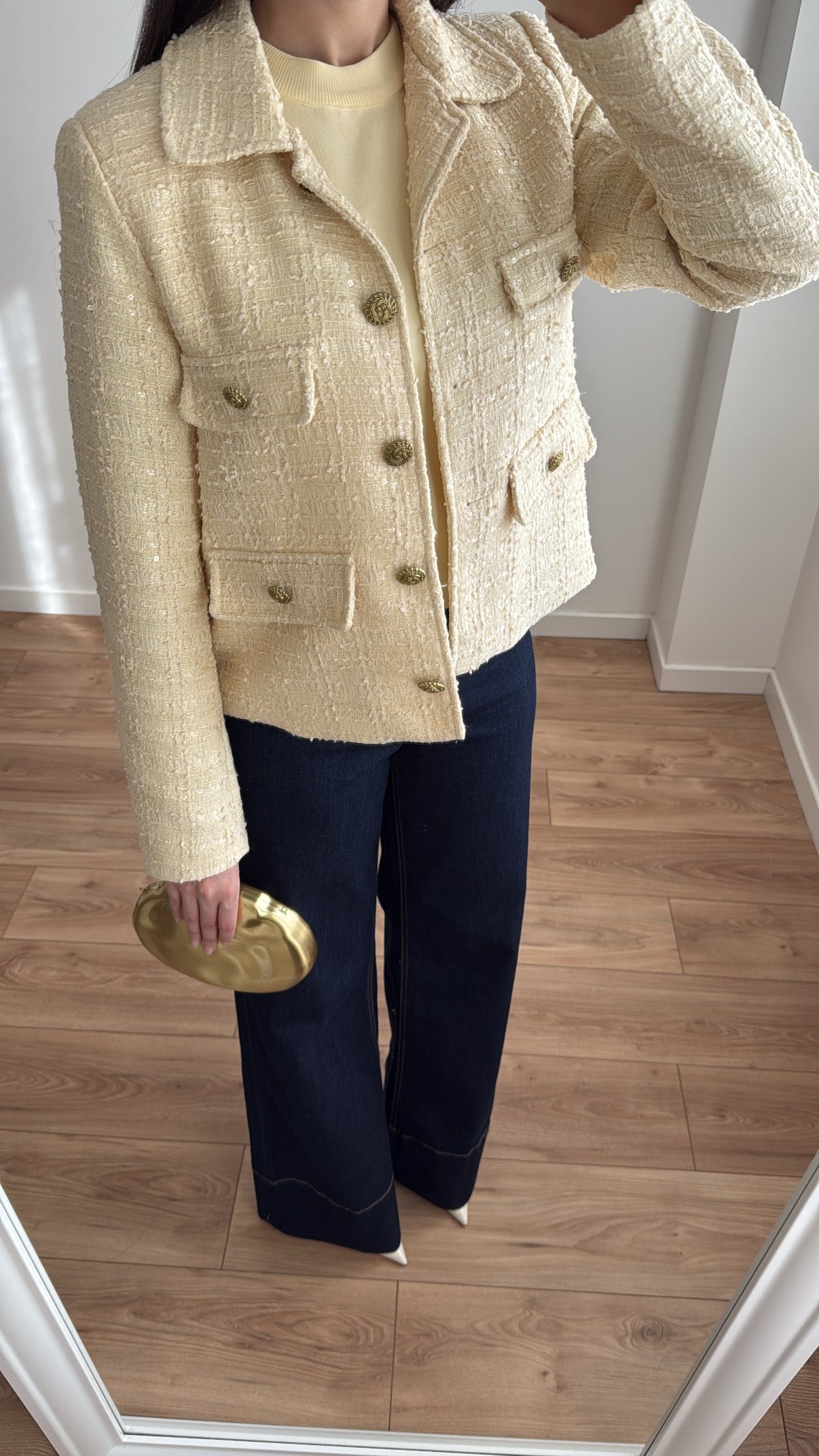 Veste en tweed [ jaune pastel ]