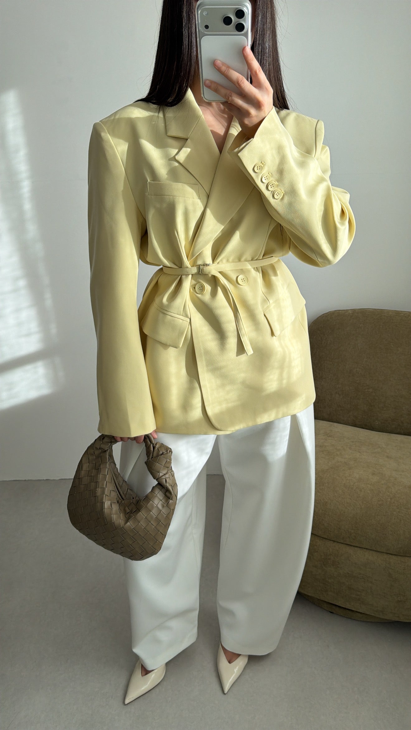 Pantalon ample élégant [blanc]