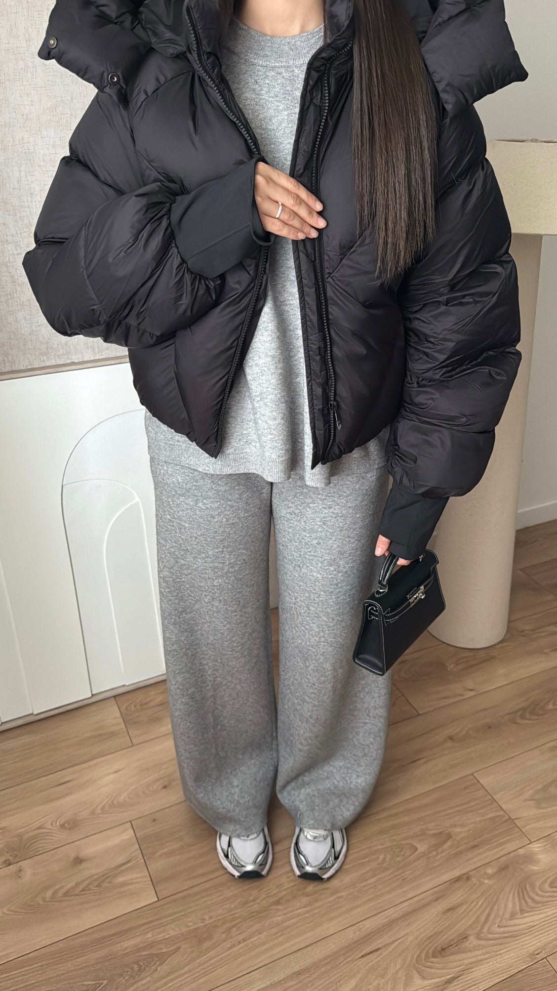 Übergroße Daunenjacke [Burgund]