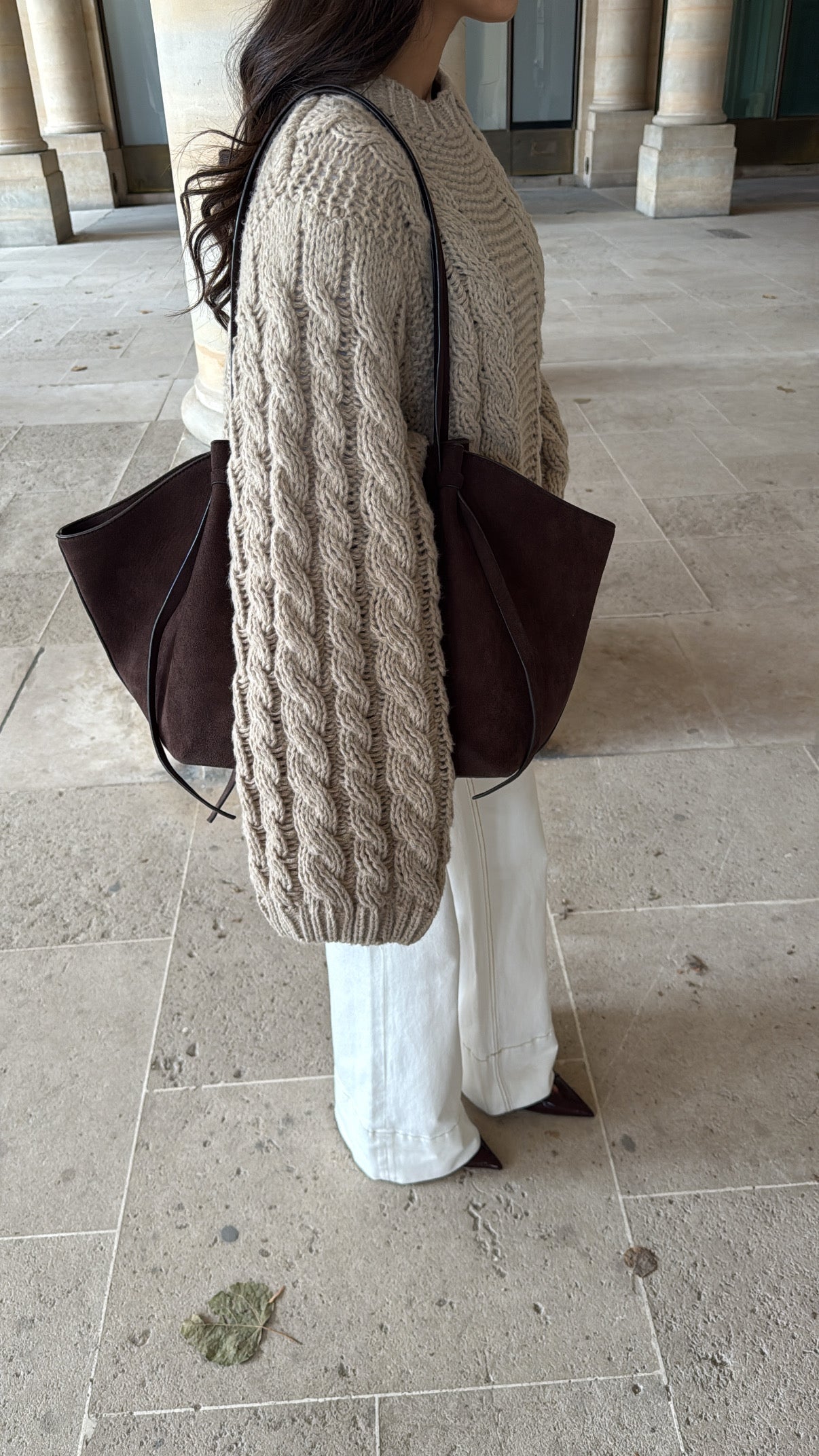 Pull torsadé à manche ample [taupe]