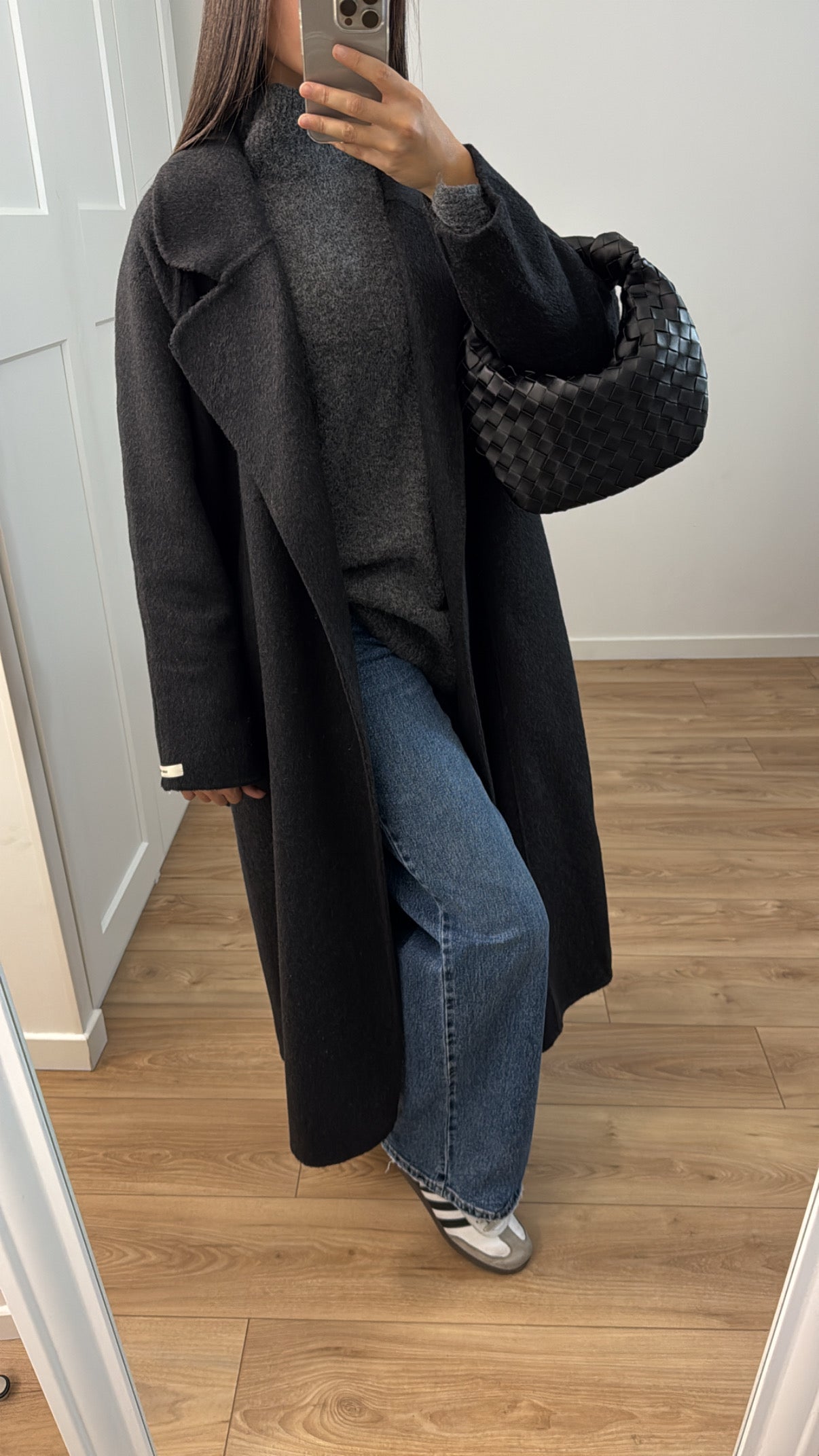 Long manteau en 100% laine [ gris - hand made ]