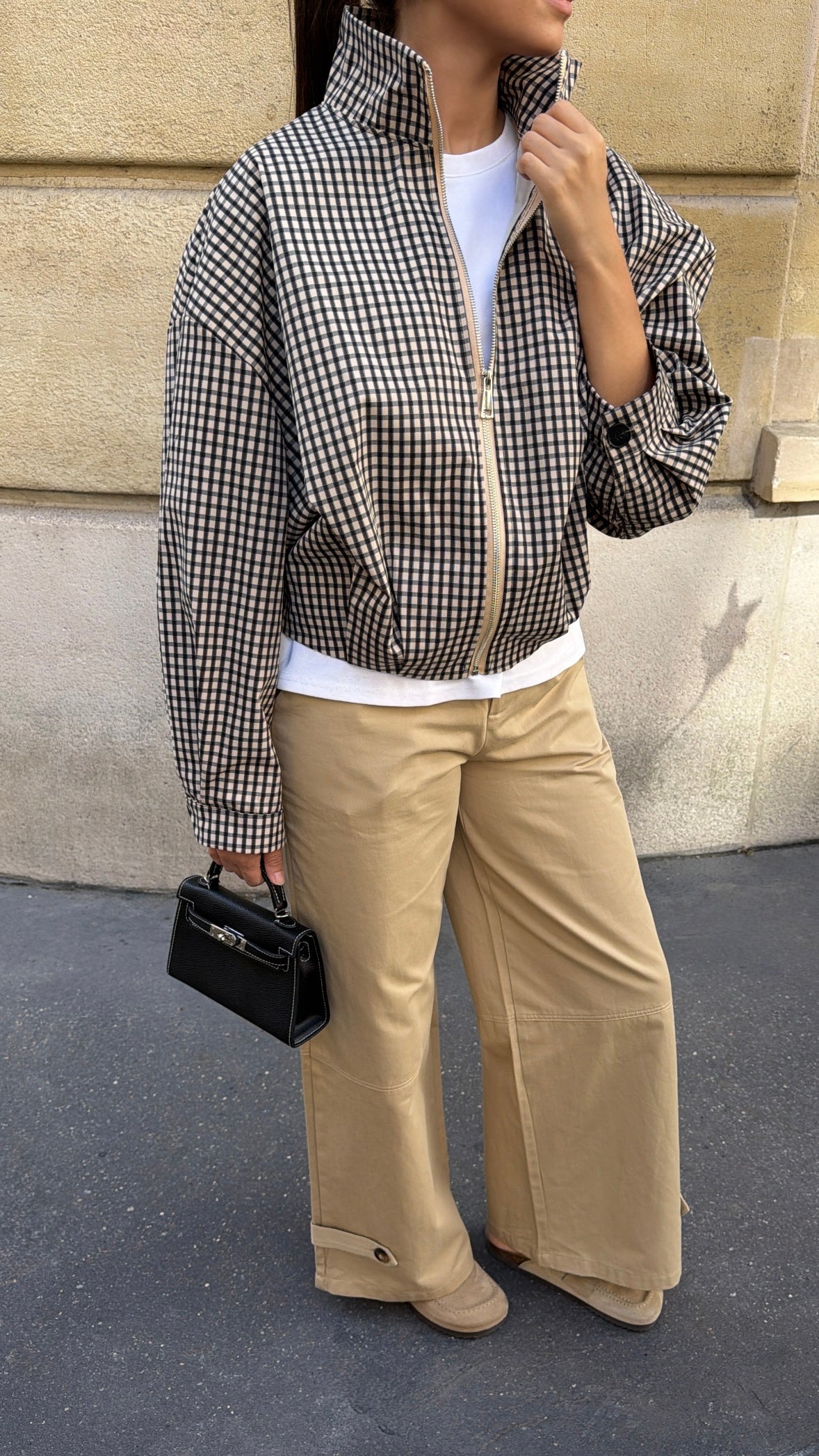 Veste oversize à carreaux LONA [beige/noire]