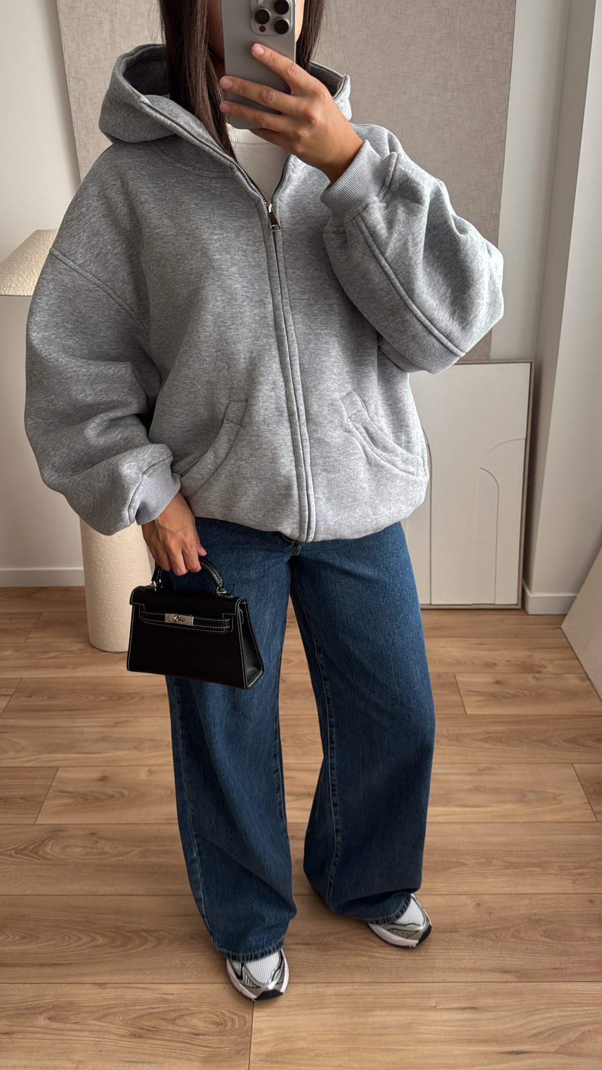 Sweat à capuche oversize en coton [gris]