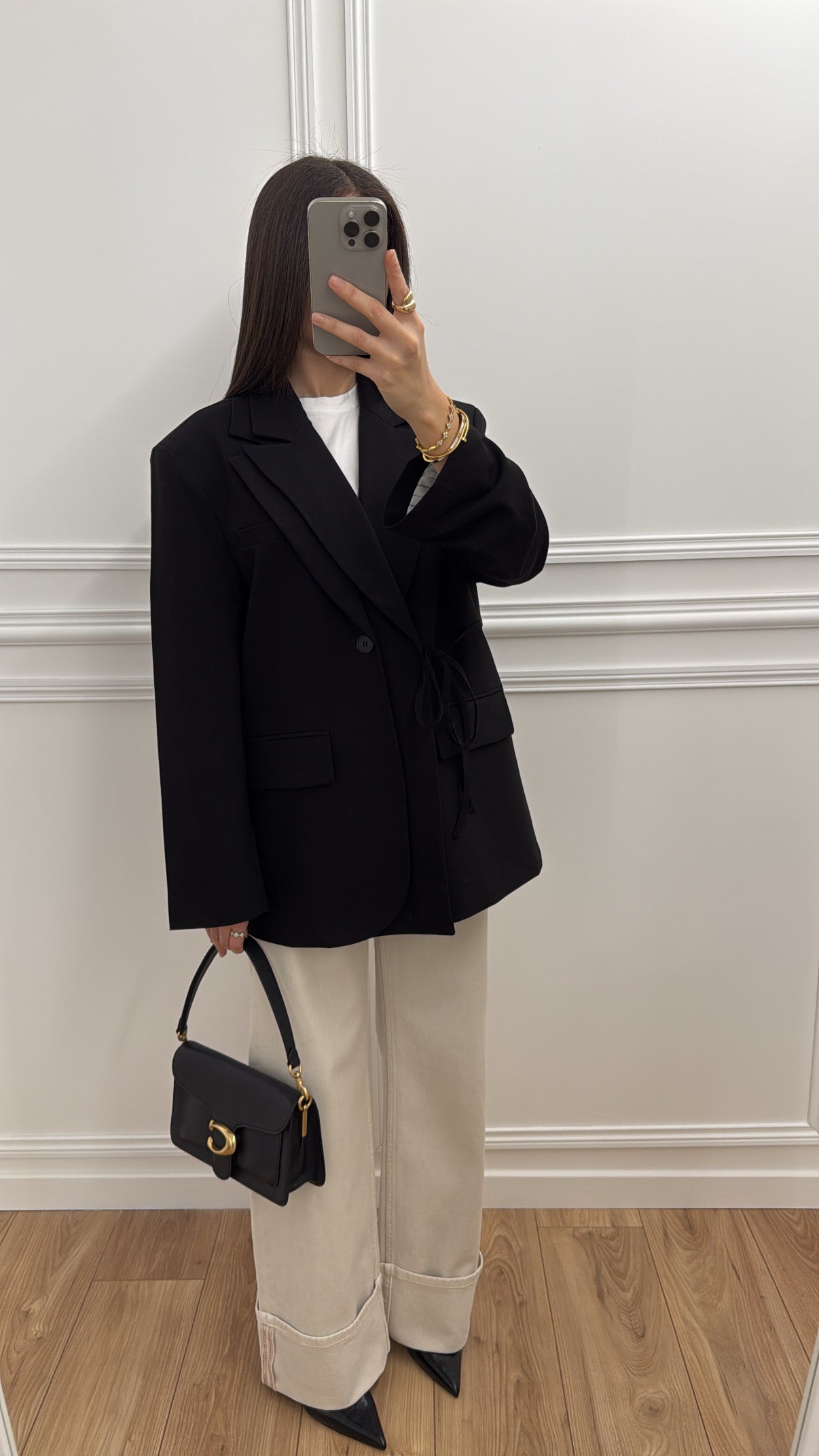 Oversized lined blazer [black]