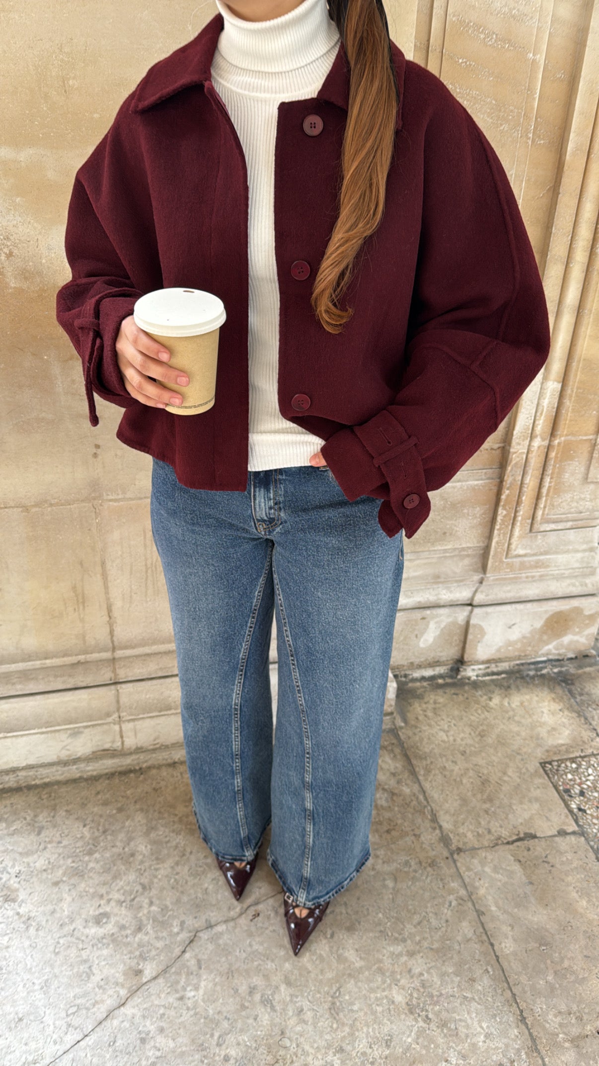 Manteau LOOSE oversize en laine [ bordeaux ]