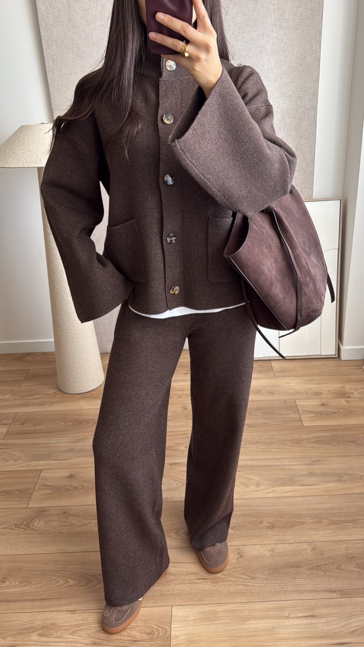 Cardigan en maille casual [MARRON]