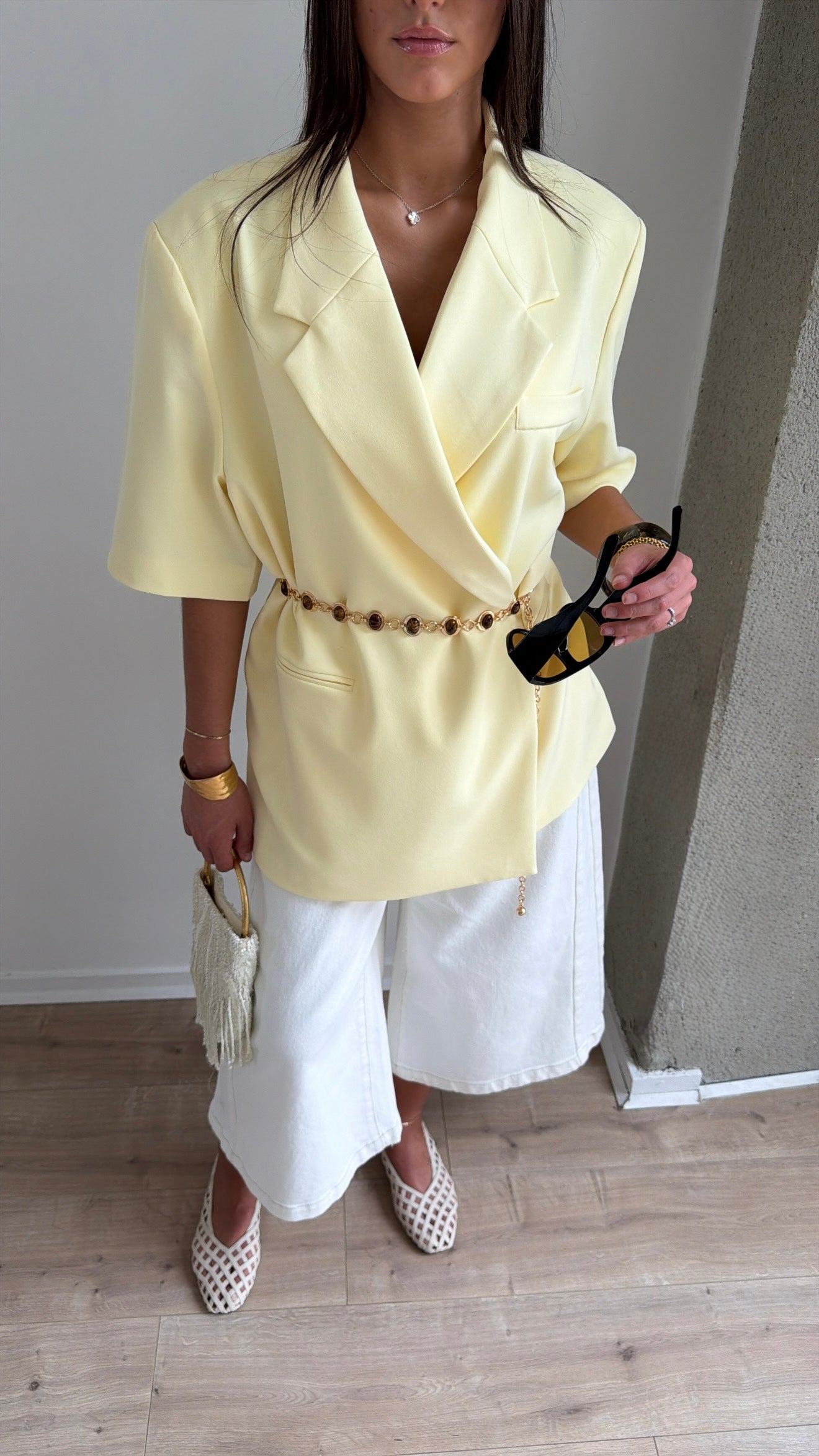 Blazer sans manches oversize [jaune]