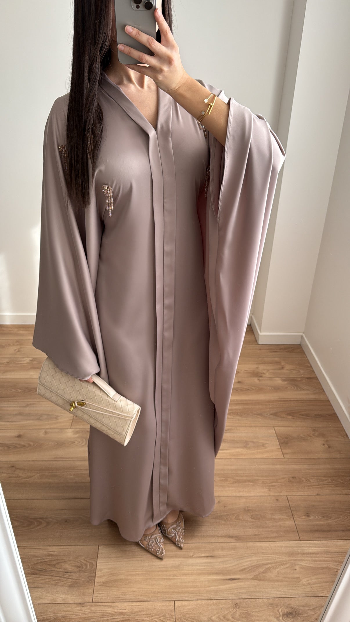 Abaya avec perlage [beige]