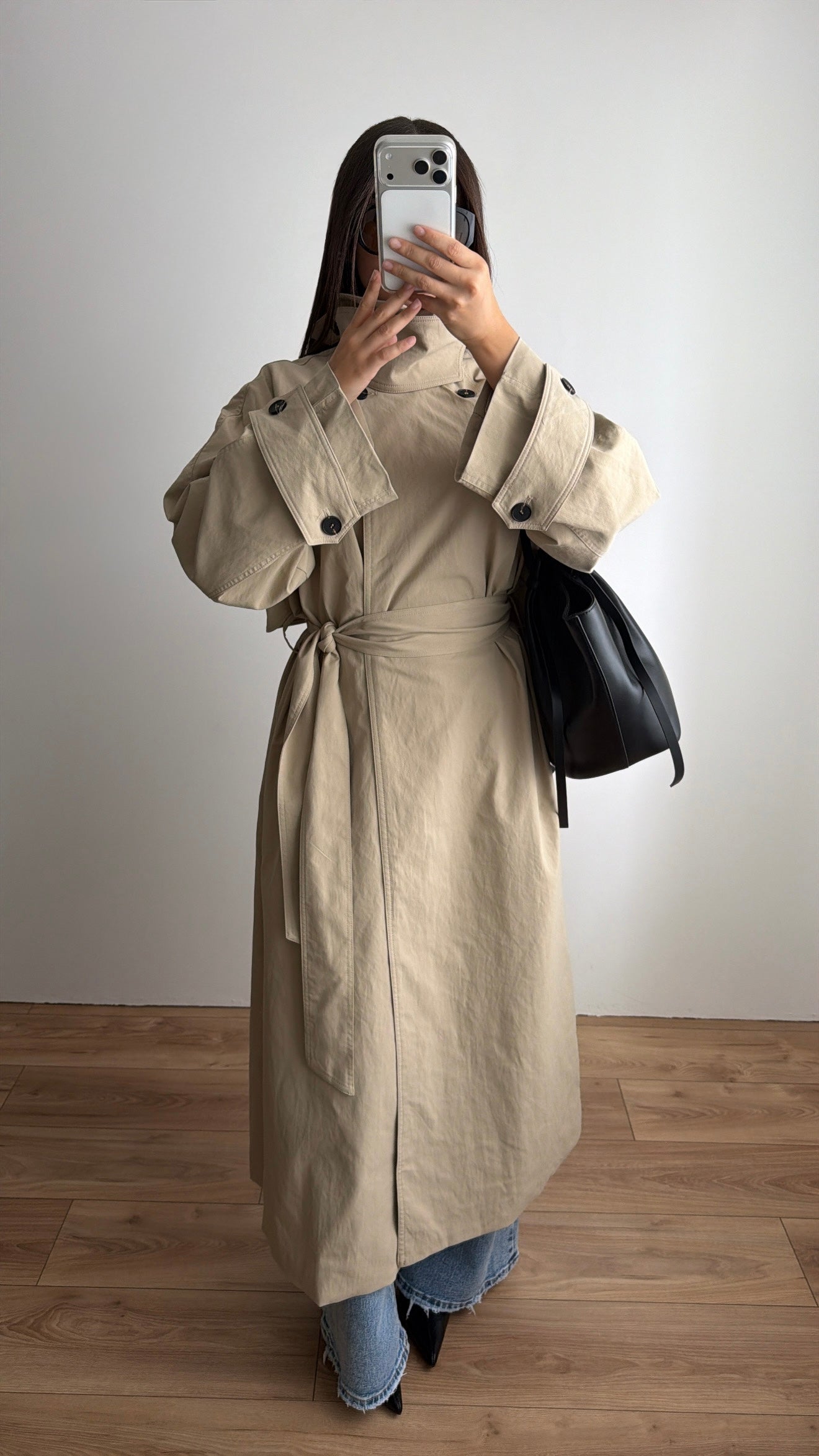 Kurzer Trenchcoat [dunkelbeige]