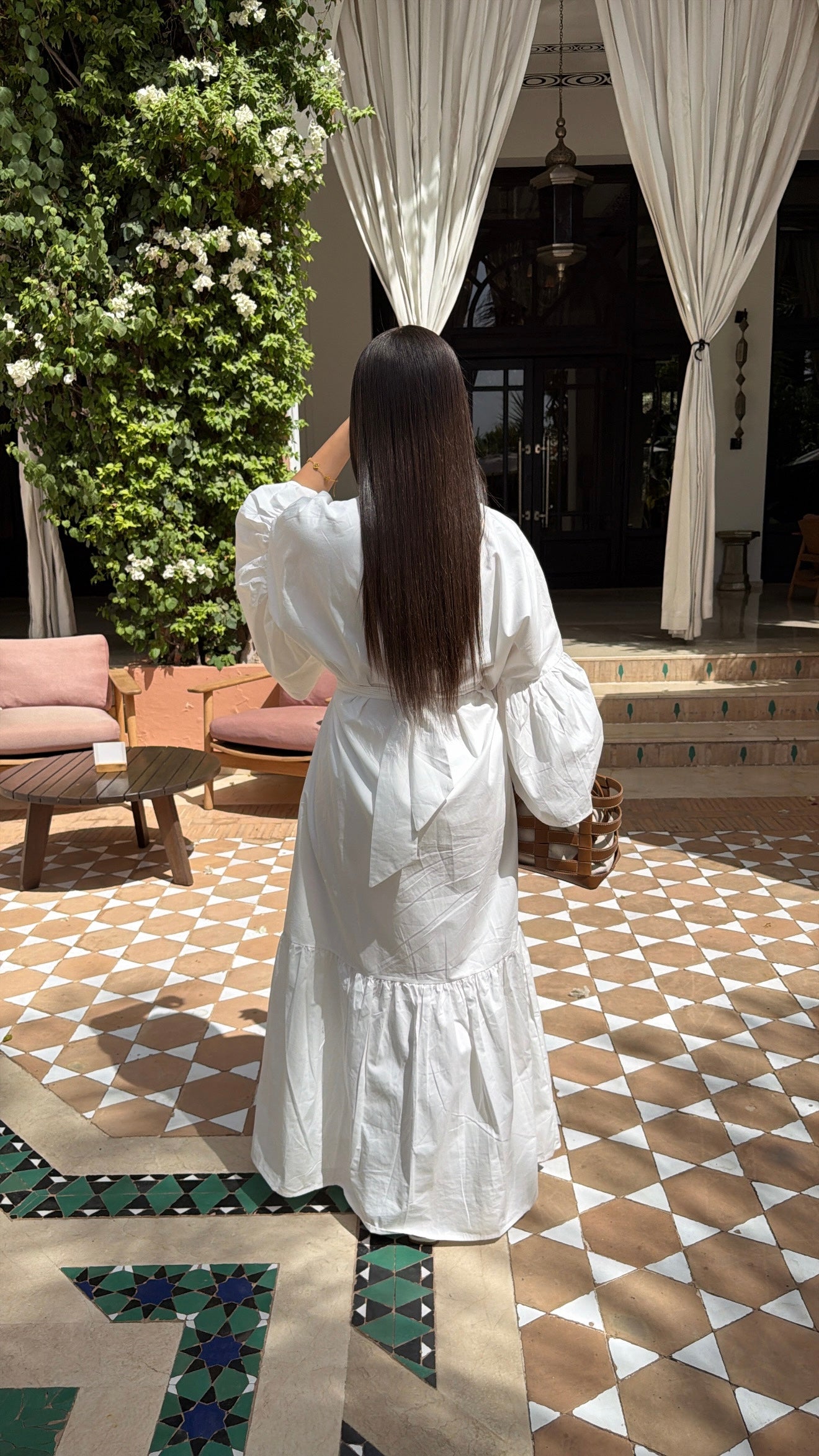 Robe longue loose en coton [blanc]
