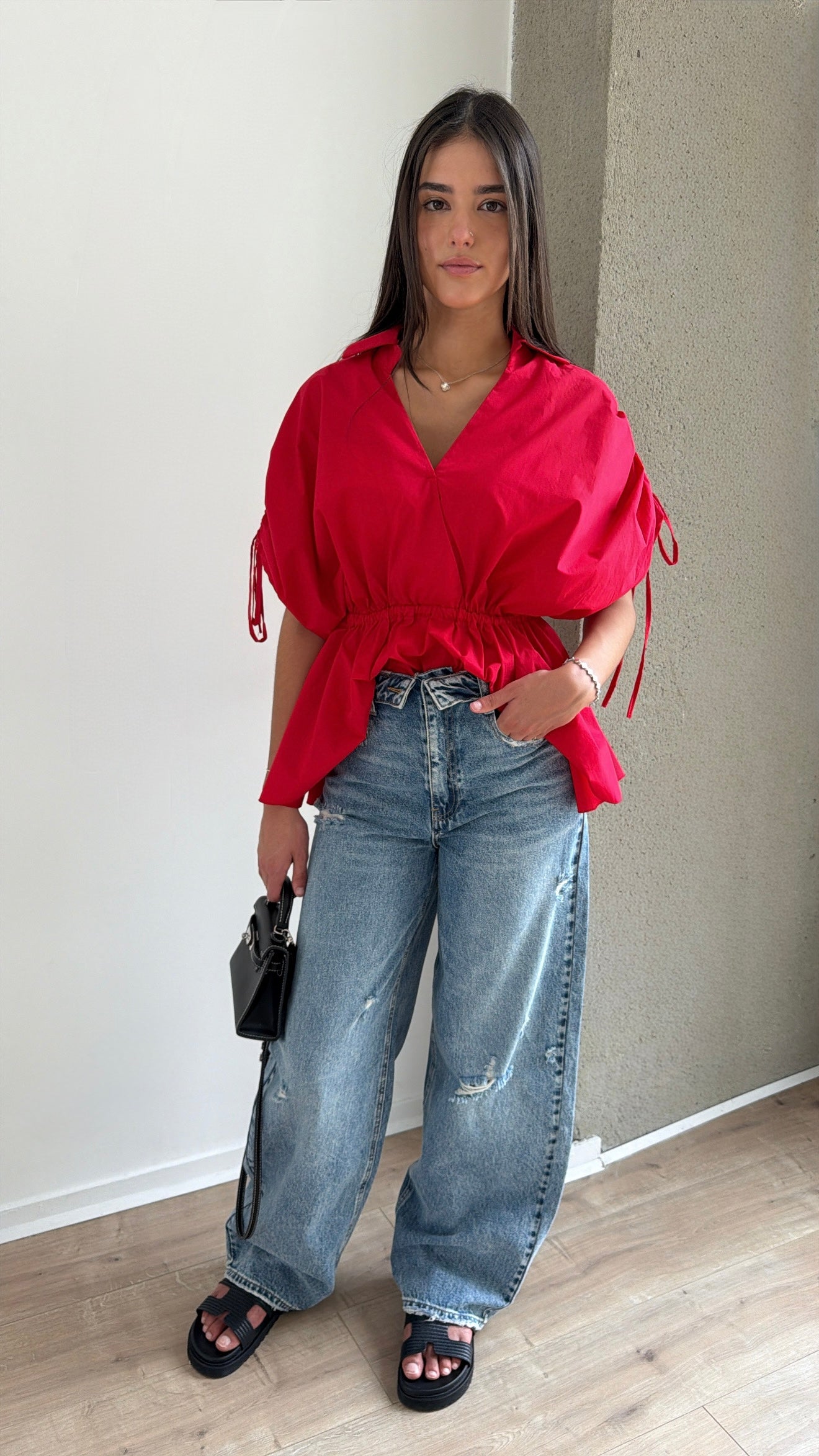 Wide-leg jeans [Light blue]