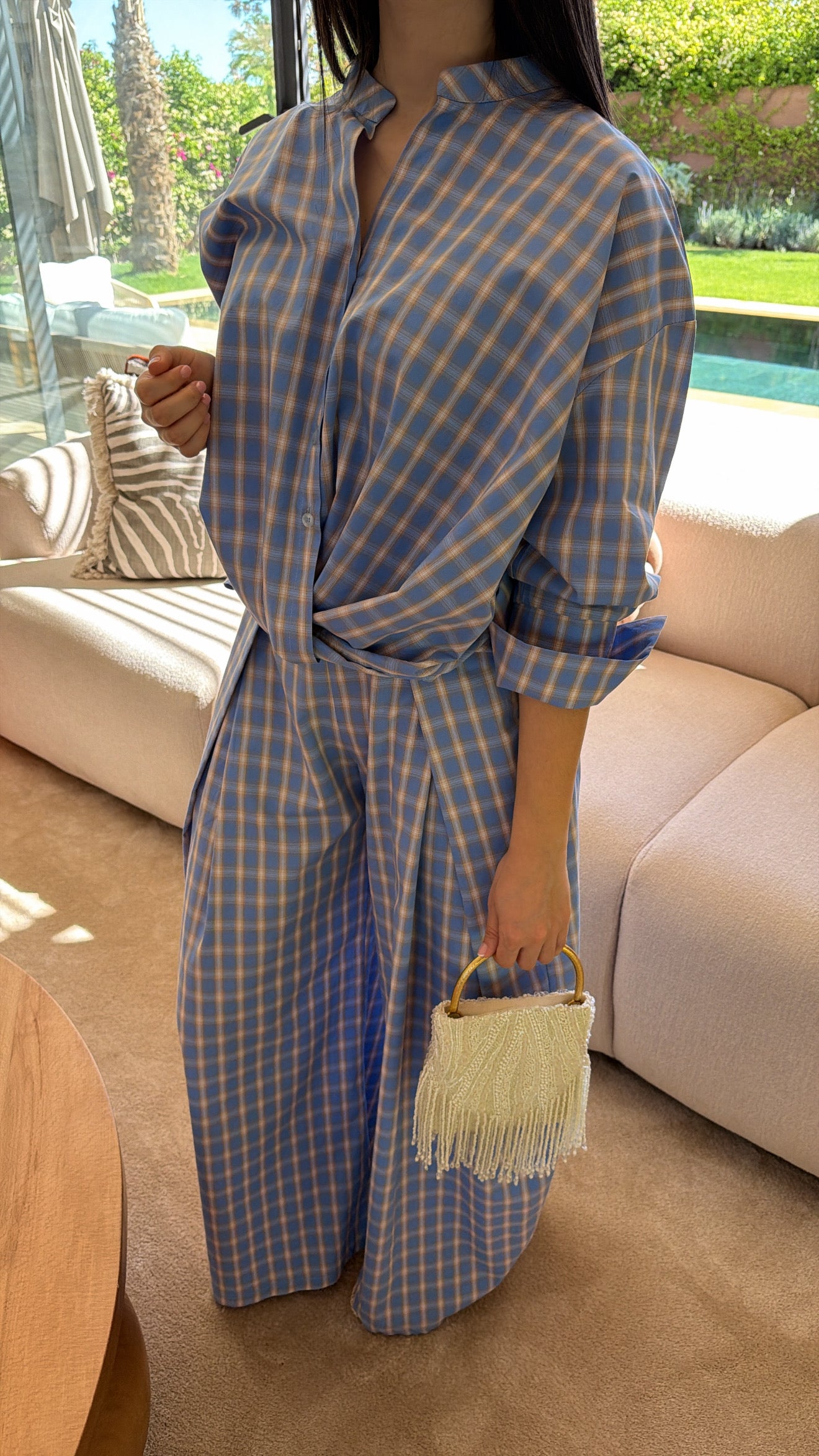 Ensemble à carreaux [bleu]