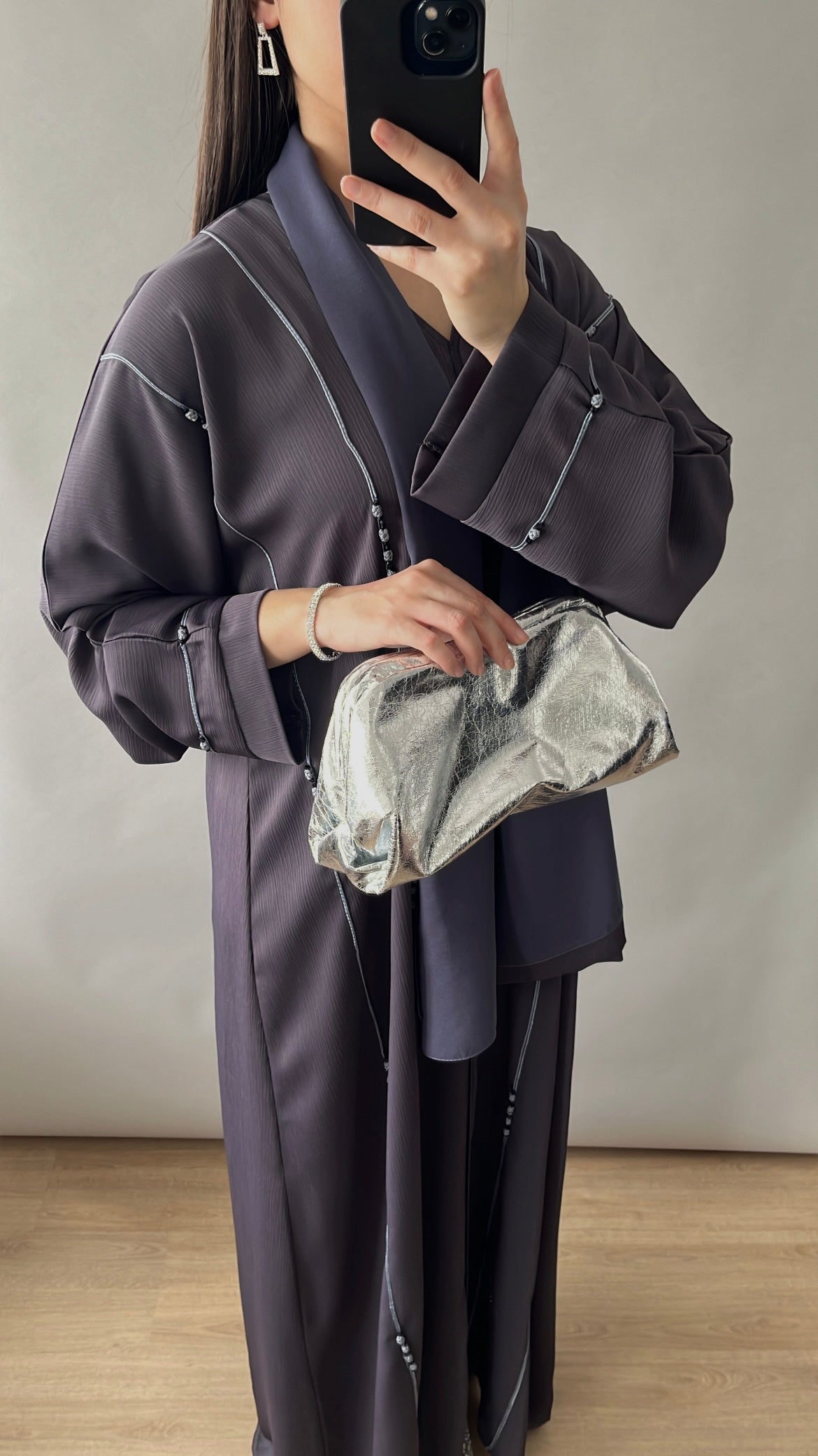 Abaya Dubaï gris bleuté