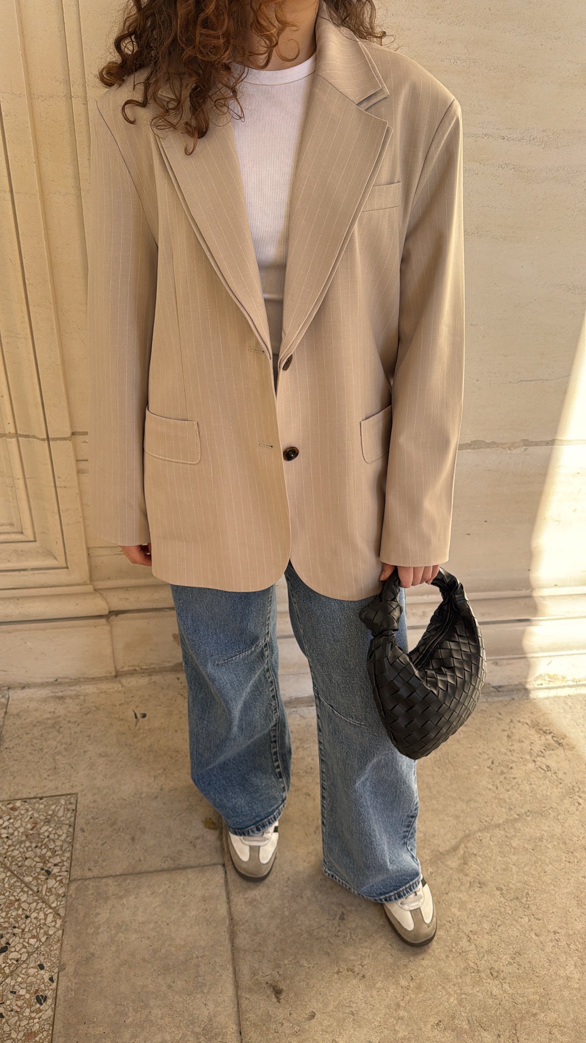 Striped lined blazer [beige]