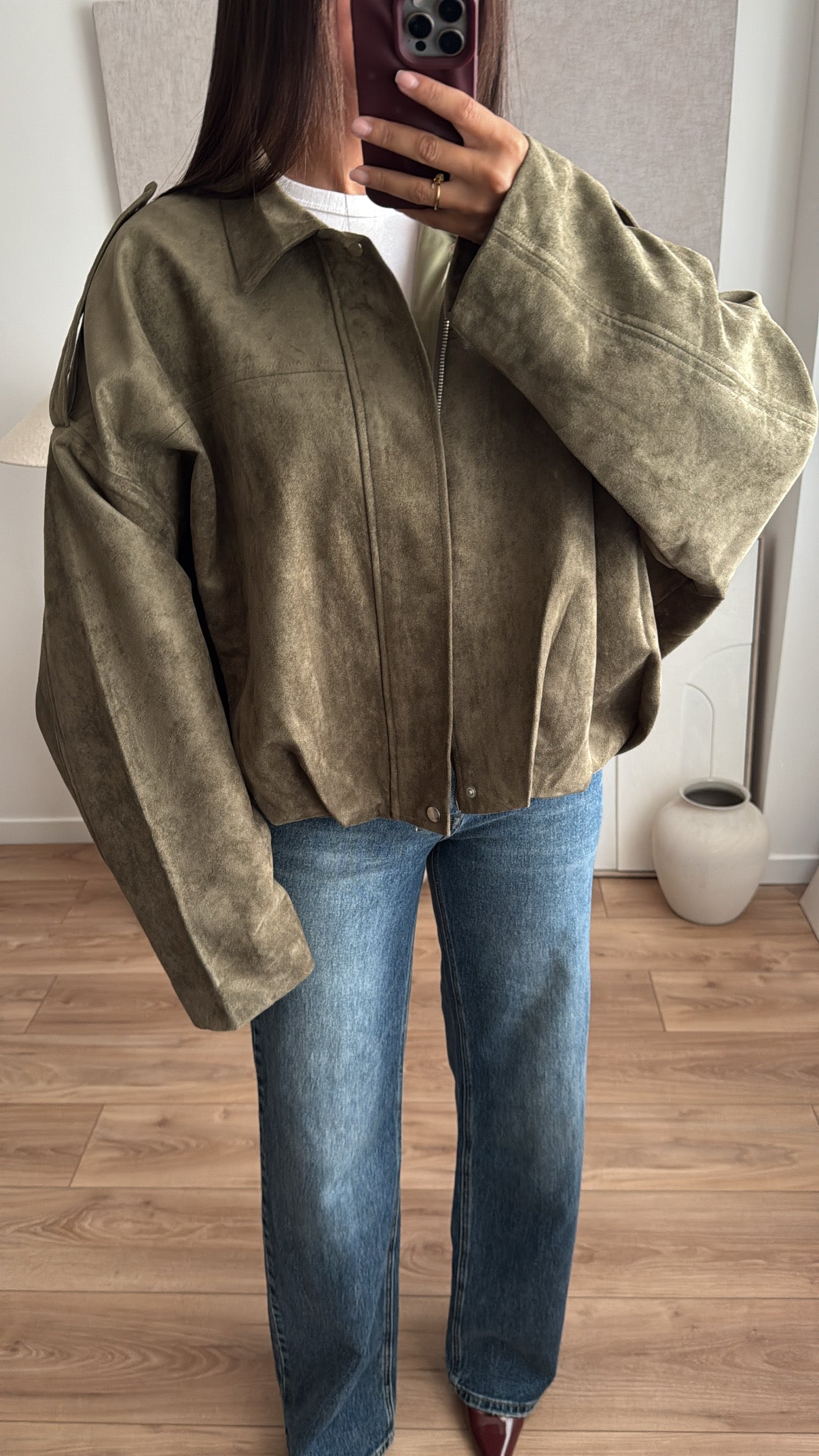 Veste oversize en suédine [kaki]