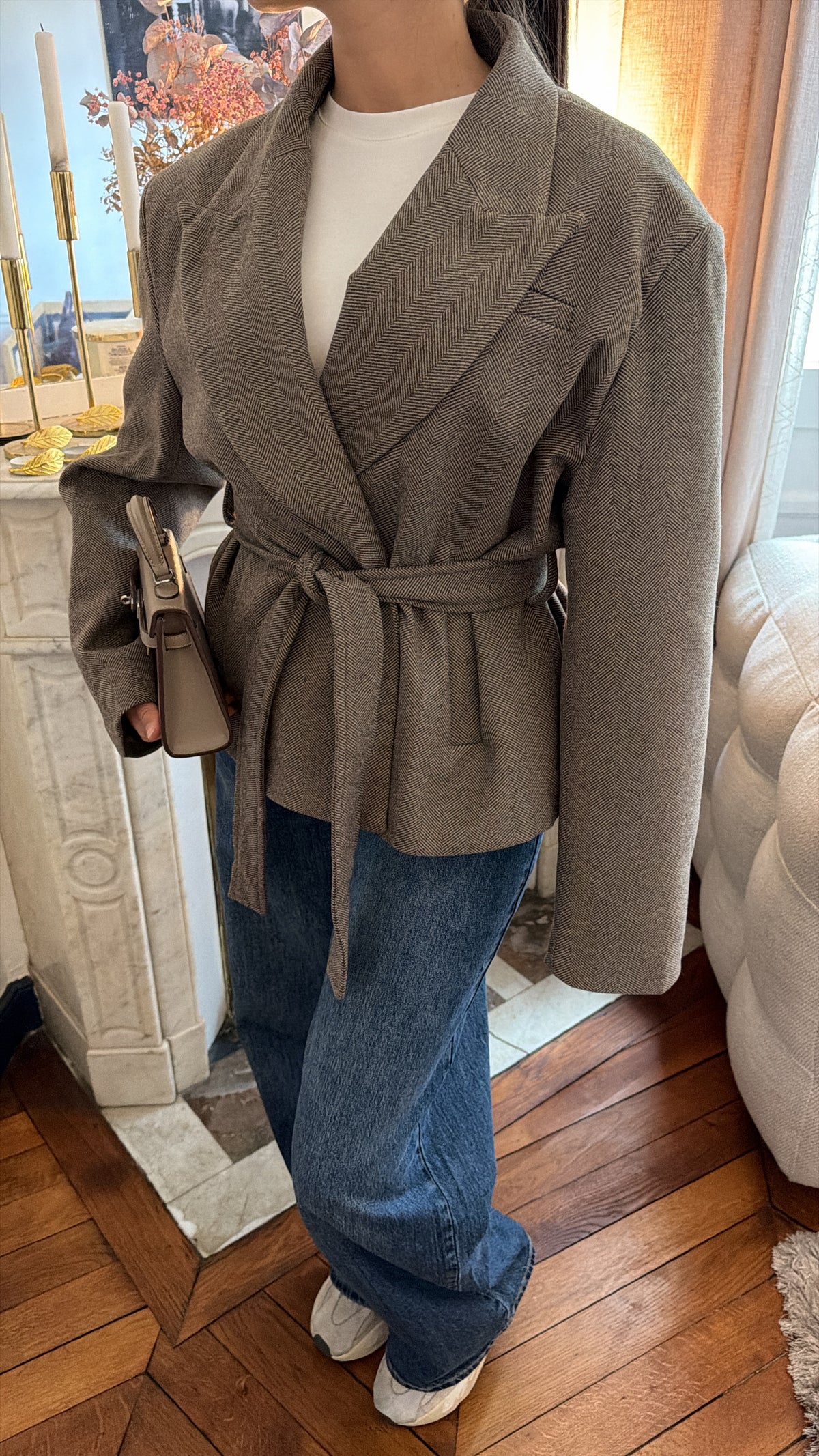 Veste blazer vichy [marron taupe]
