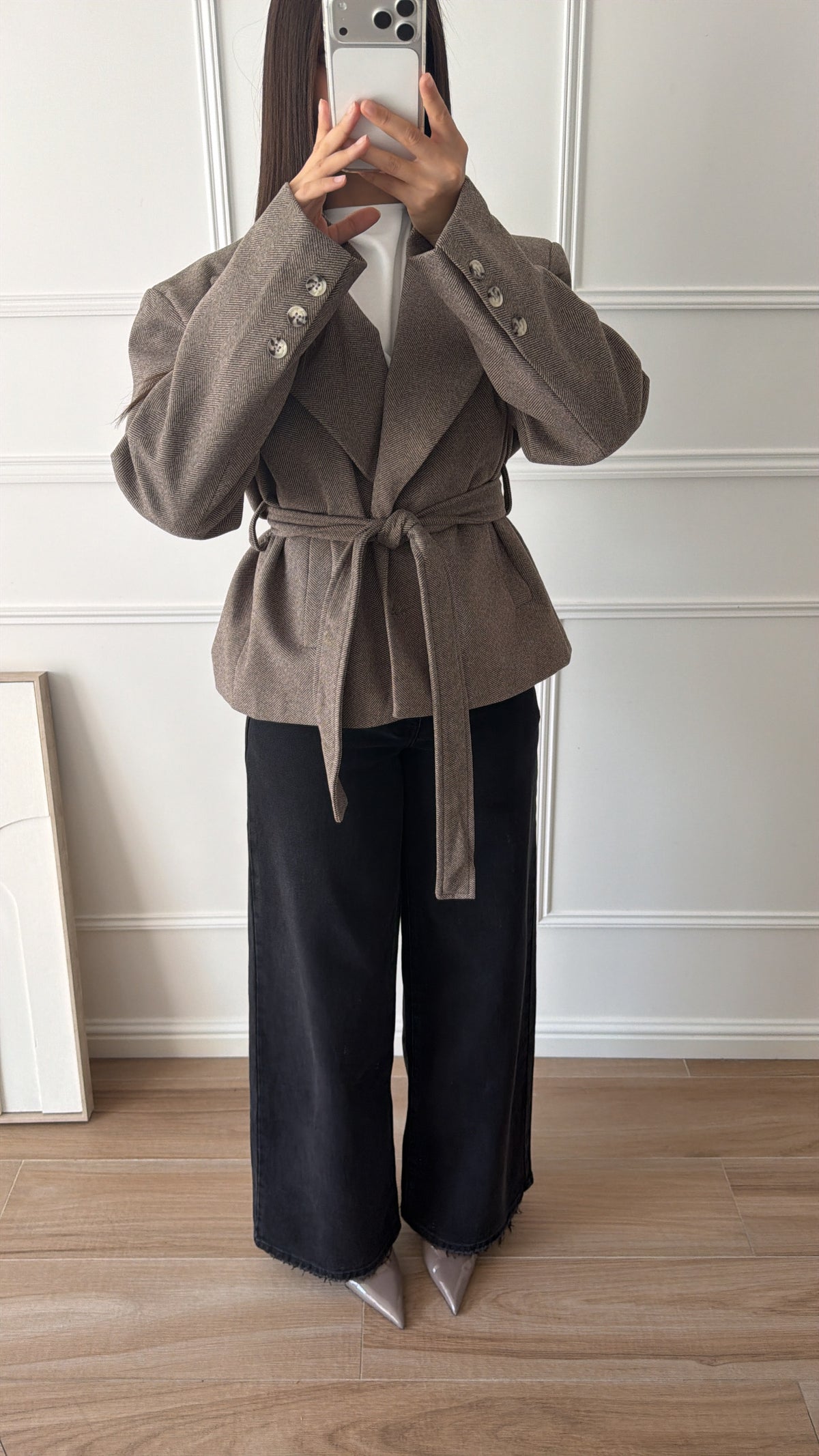 Veste blazer vichy [marron taupe]