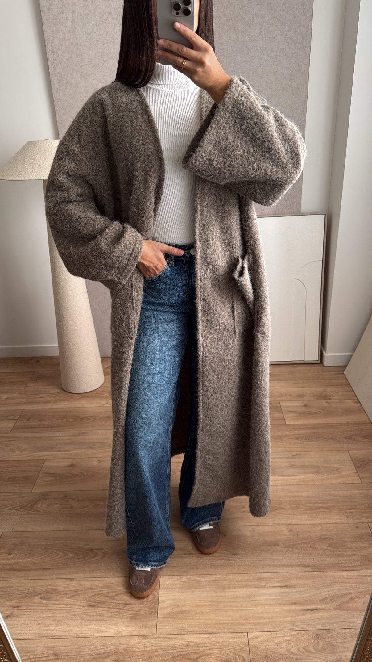 Long manteau HERA [taupe chiné]
