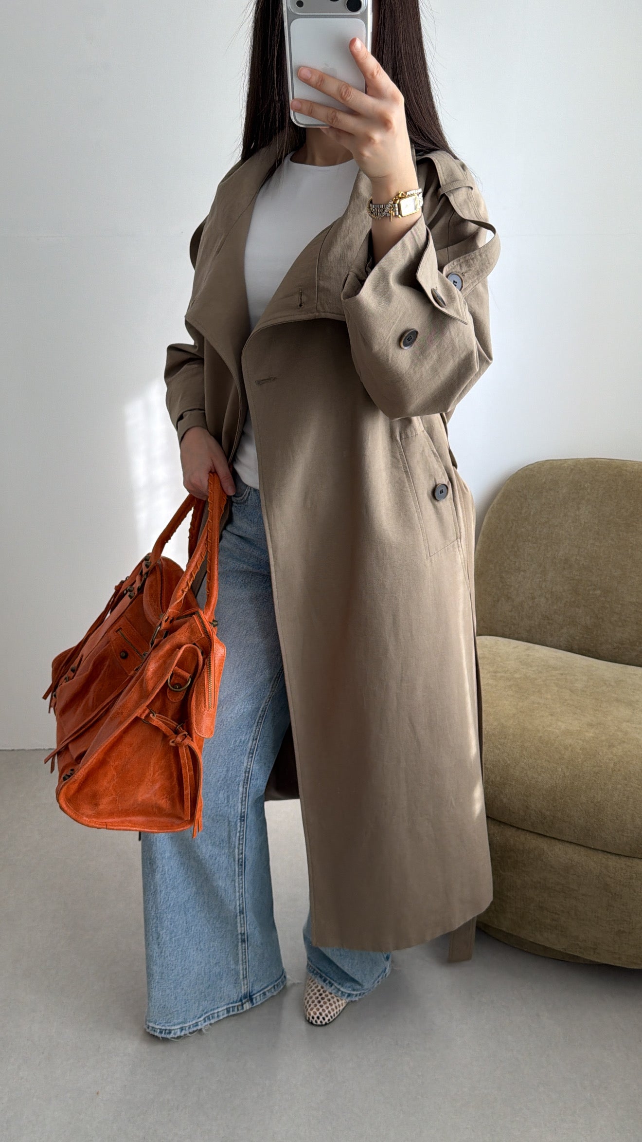 Long trench oversize [kaki]