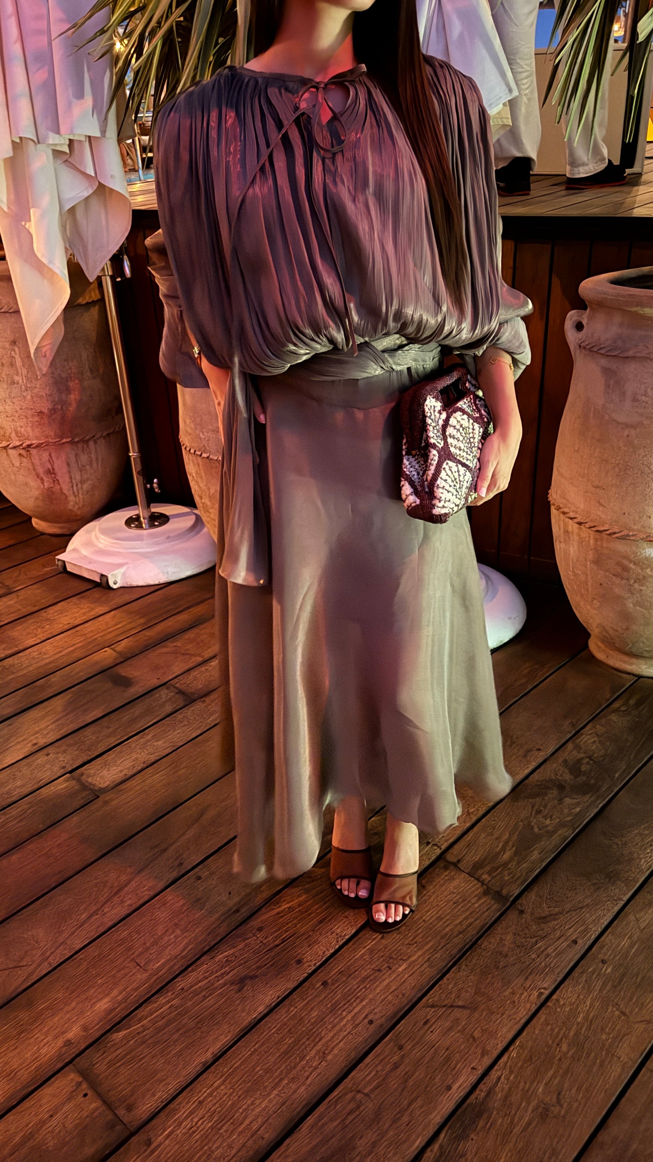 Robe longue irisée LUNA [MARRON]