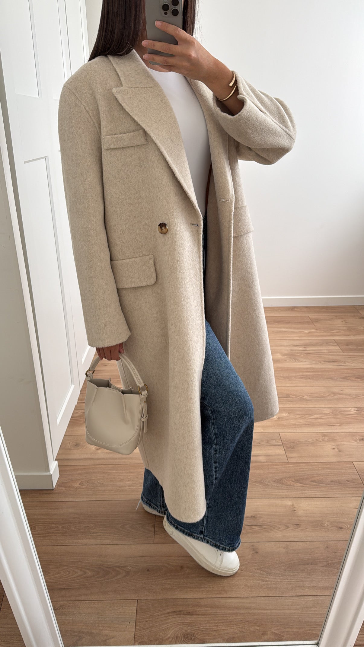 Long manteau CREAM en laine [ beige ]