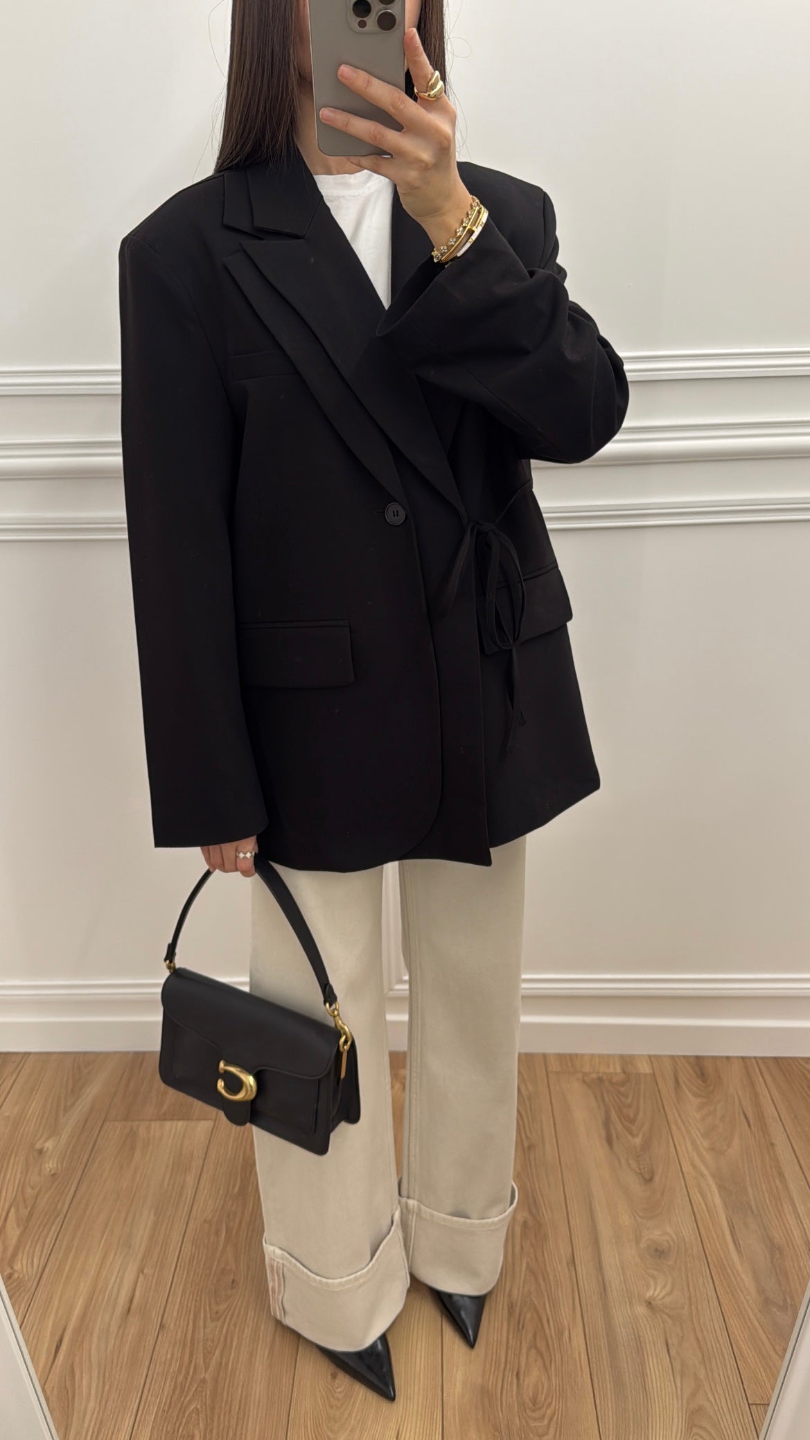 Oversized lined blazer [black]