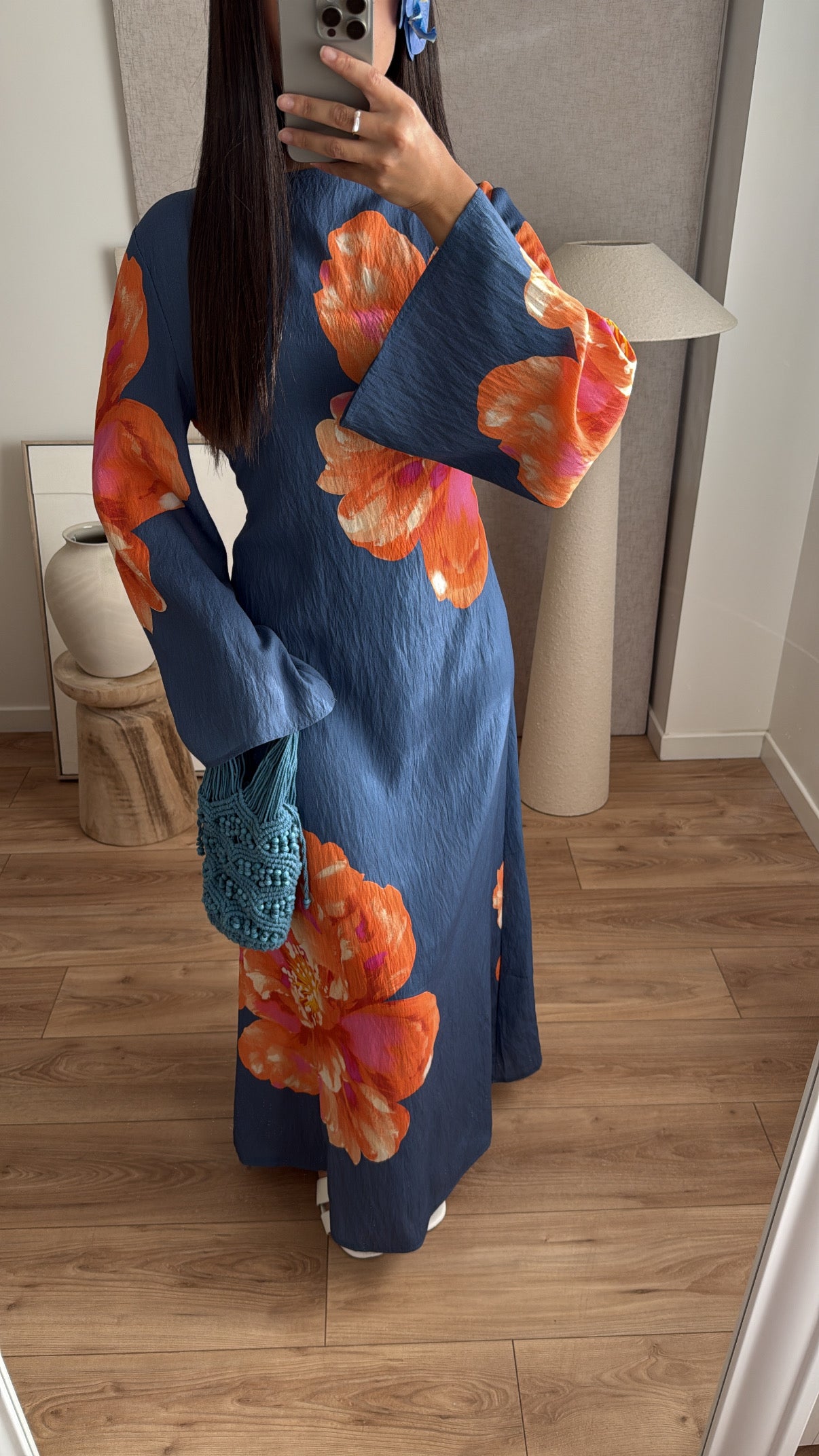 Longue robe fleur [bleu]