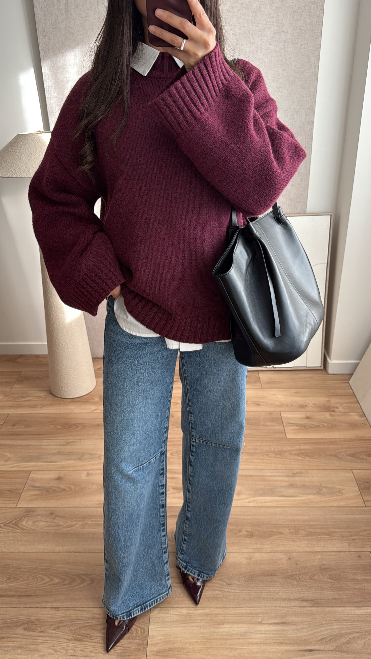 Pull manches amples à col montant ELEN [bordeaux]