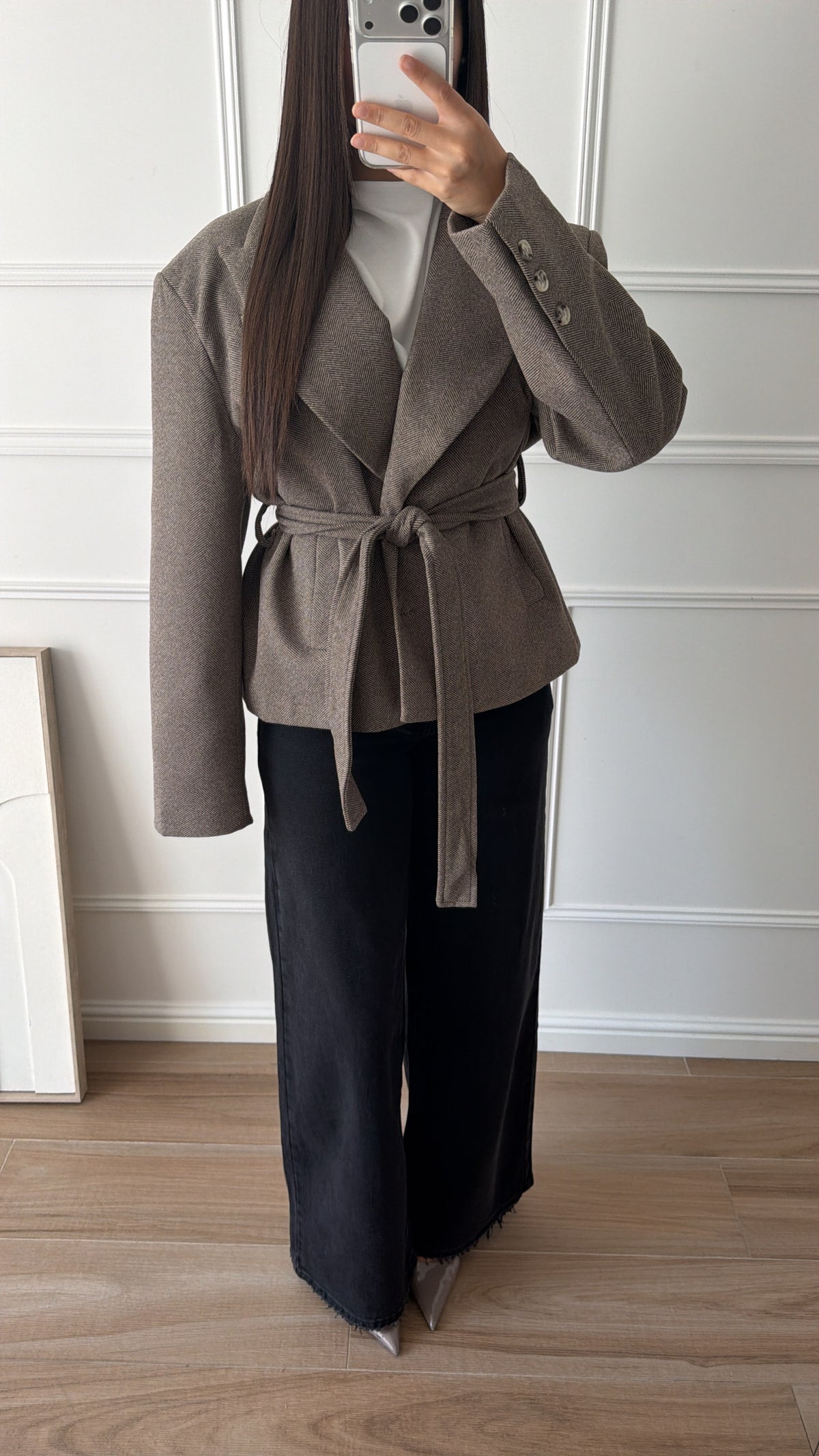 Veste blazer vichy [marron taupe]
