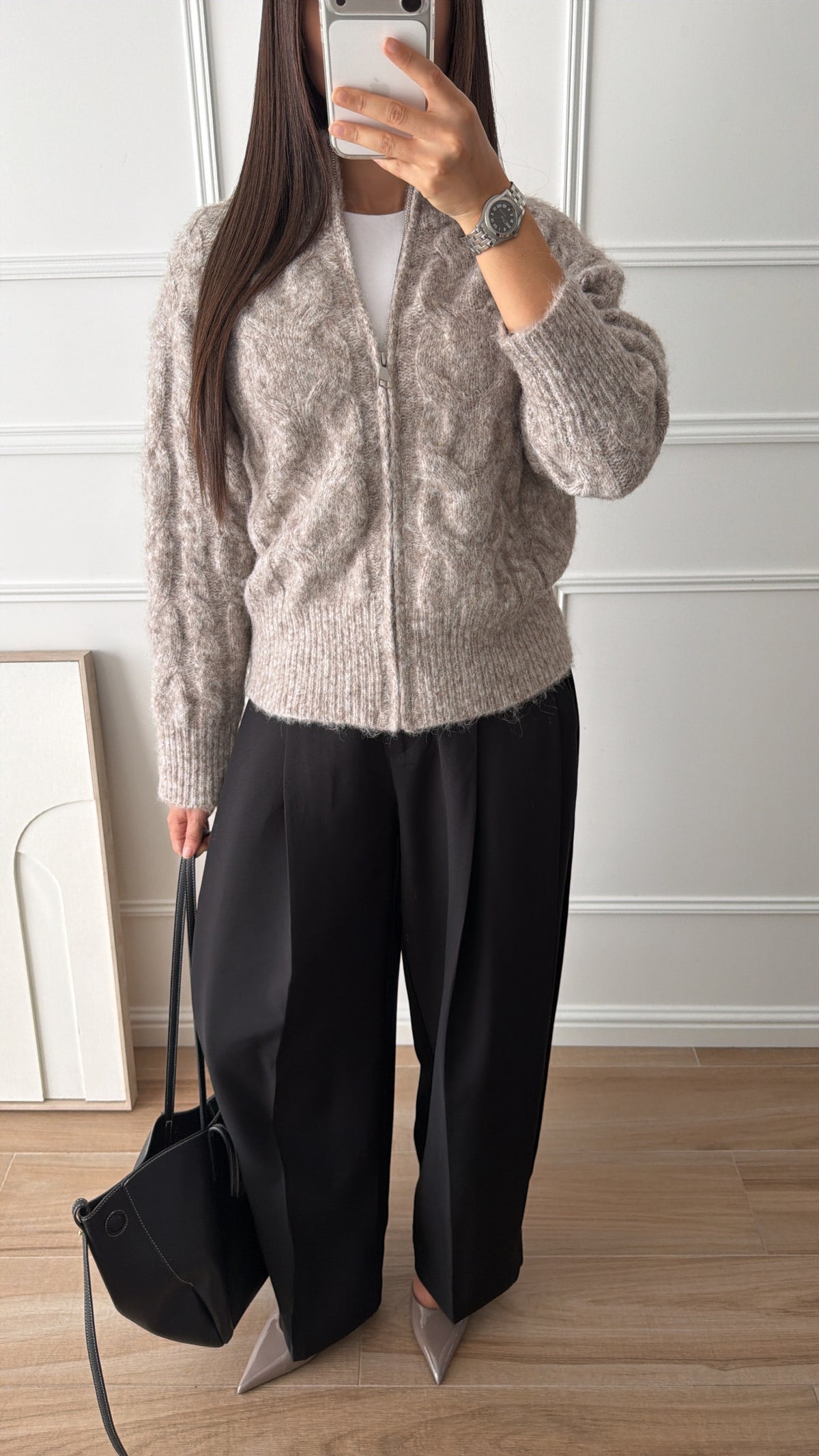 Gilet en maille torsadée [Taupe clair]