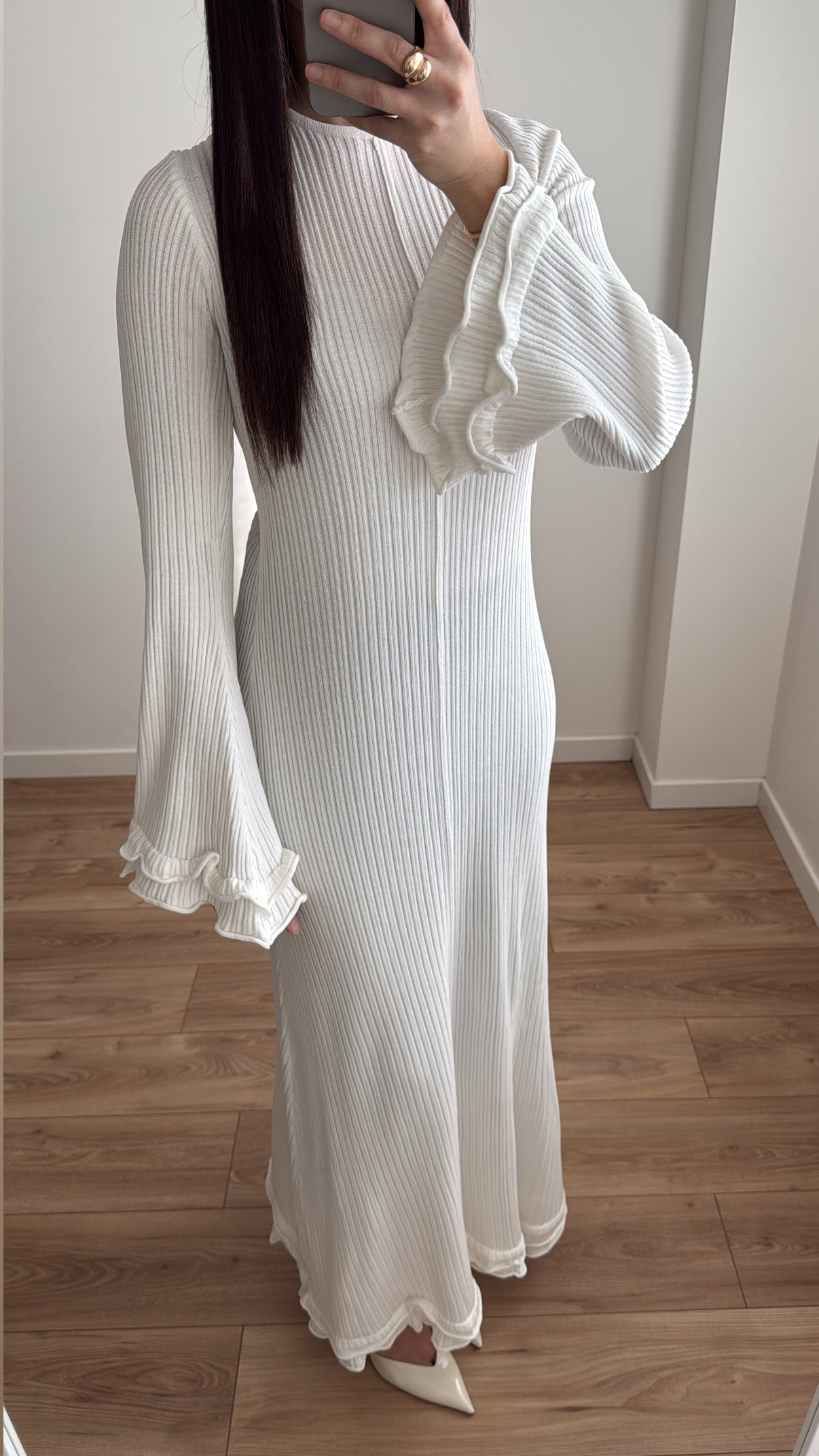 Longue robe en maille [blanc]