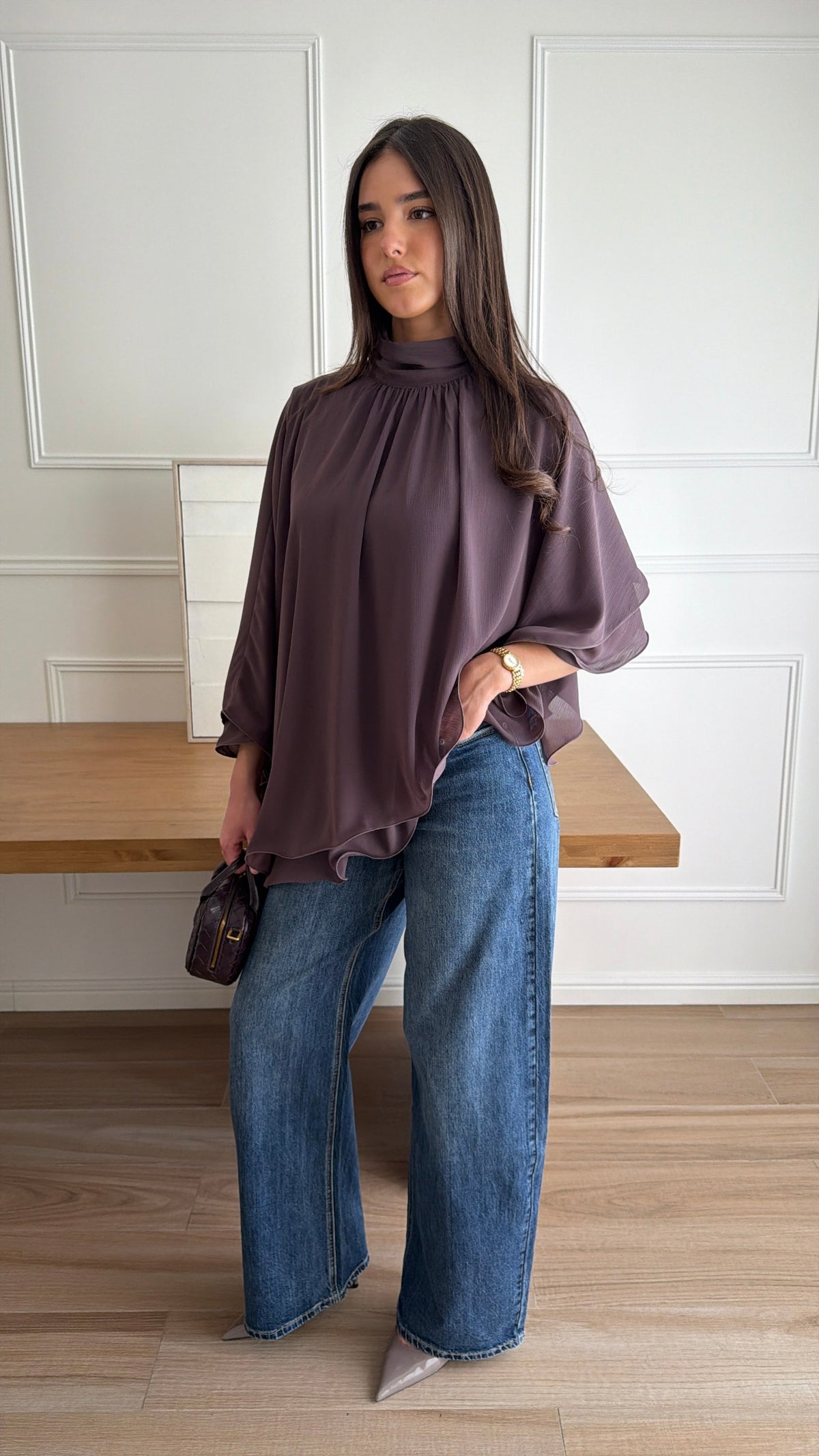 Blouse à volant ENNA [prune]