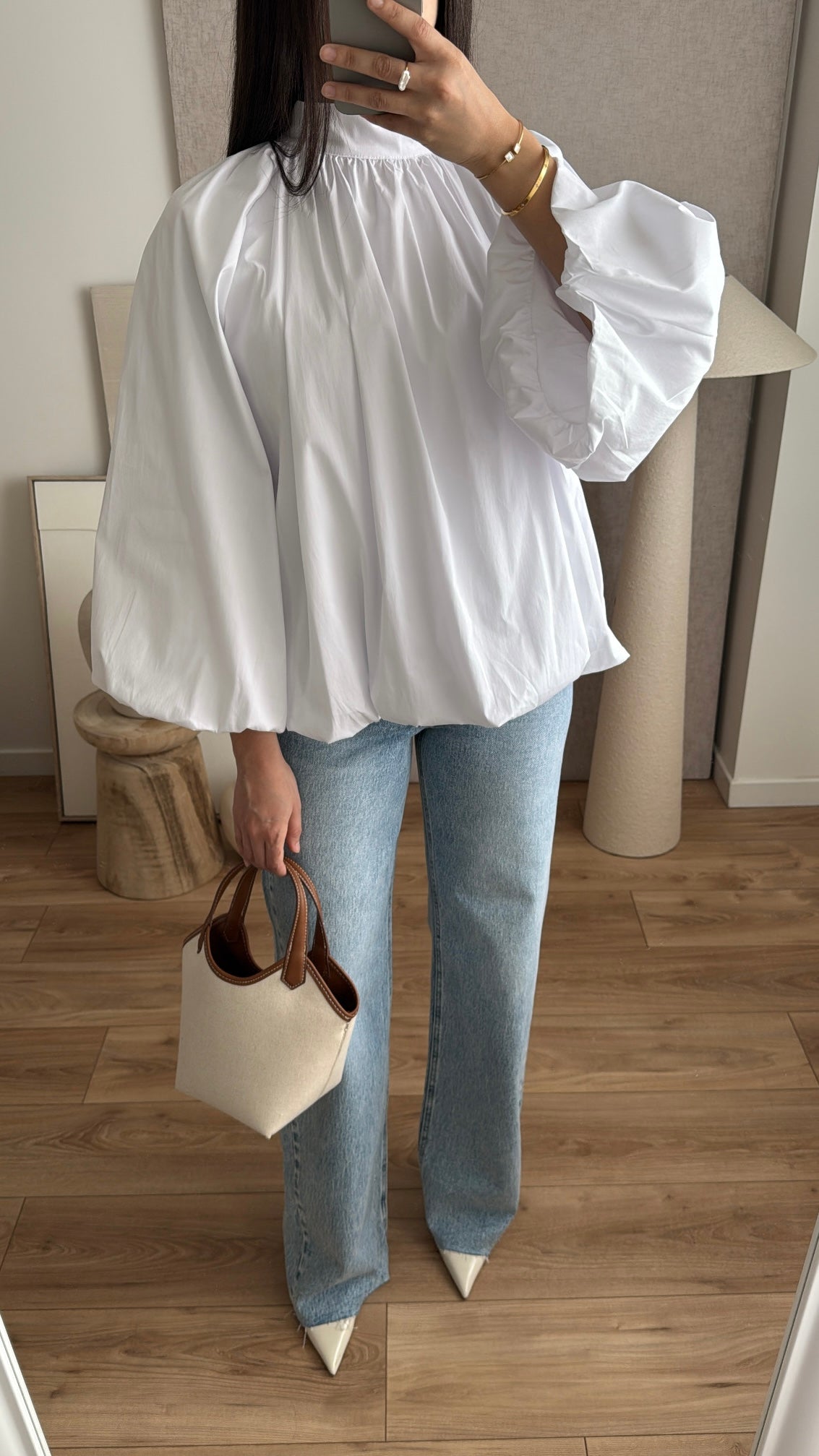 Blouse bouffante blanc