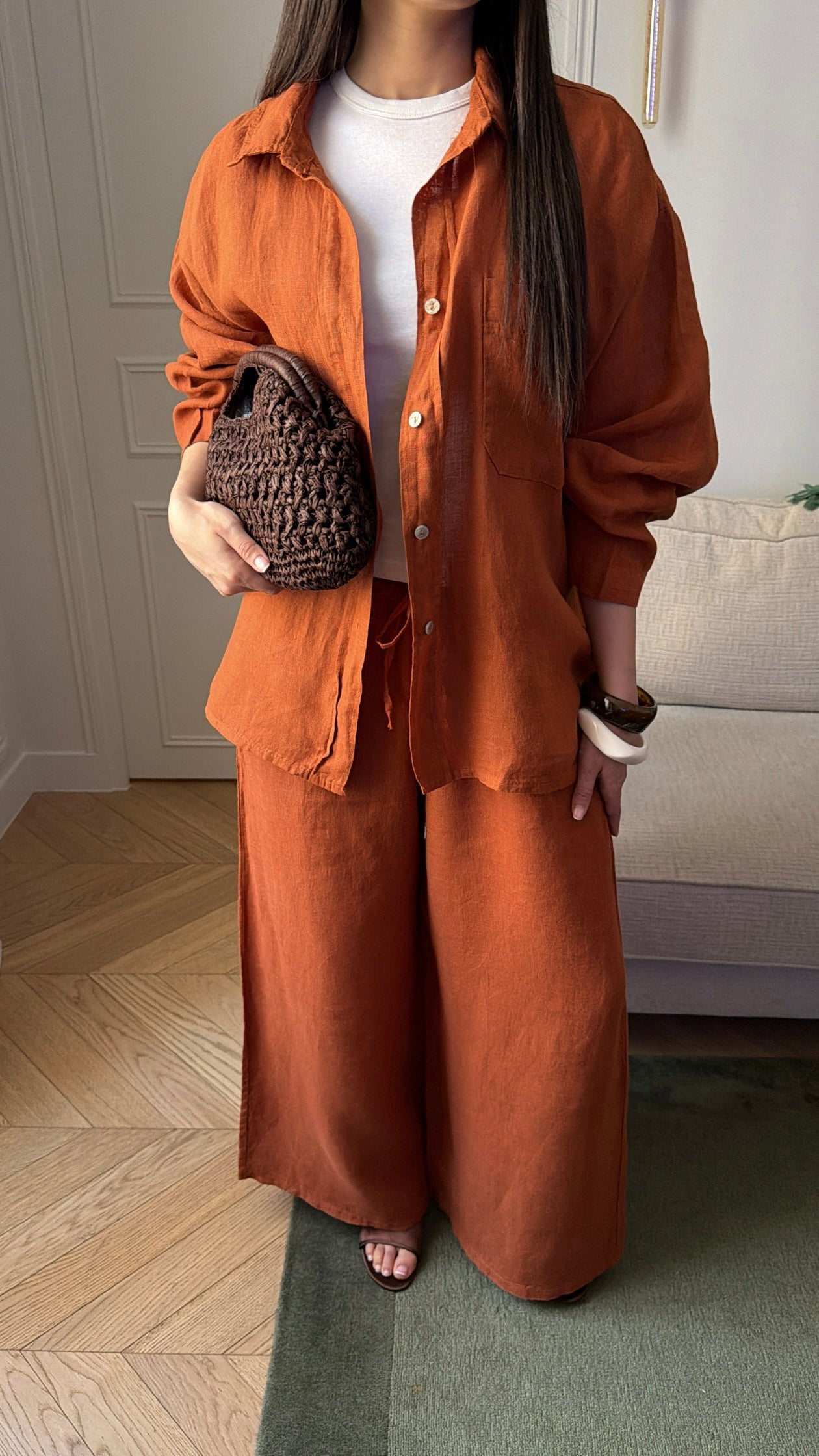Ensemble en 100% lin [terracotta]