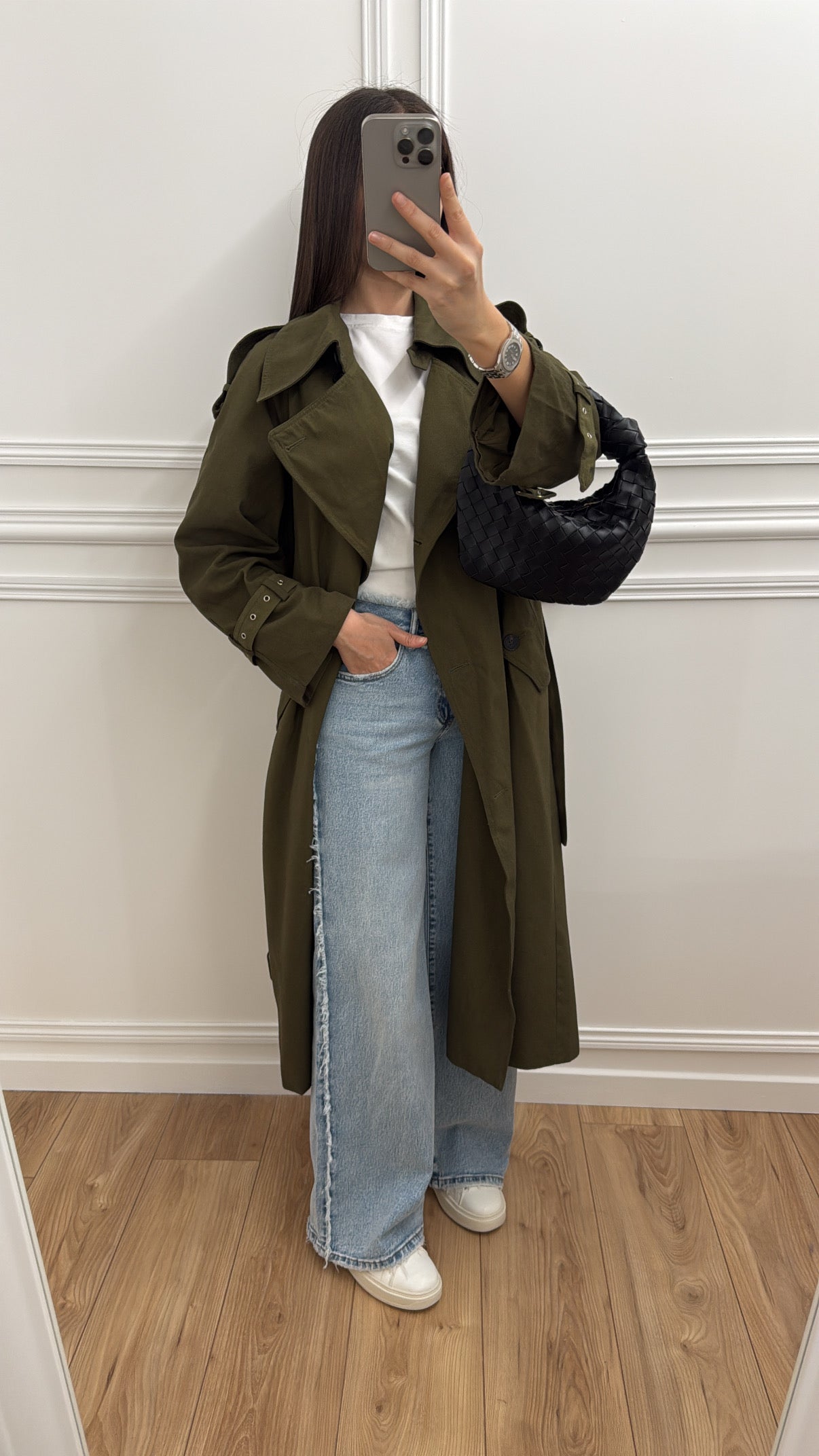 Cotton trench coat [khaki]