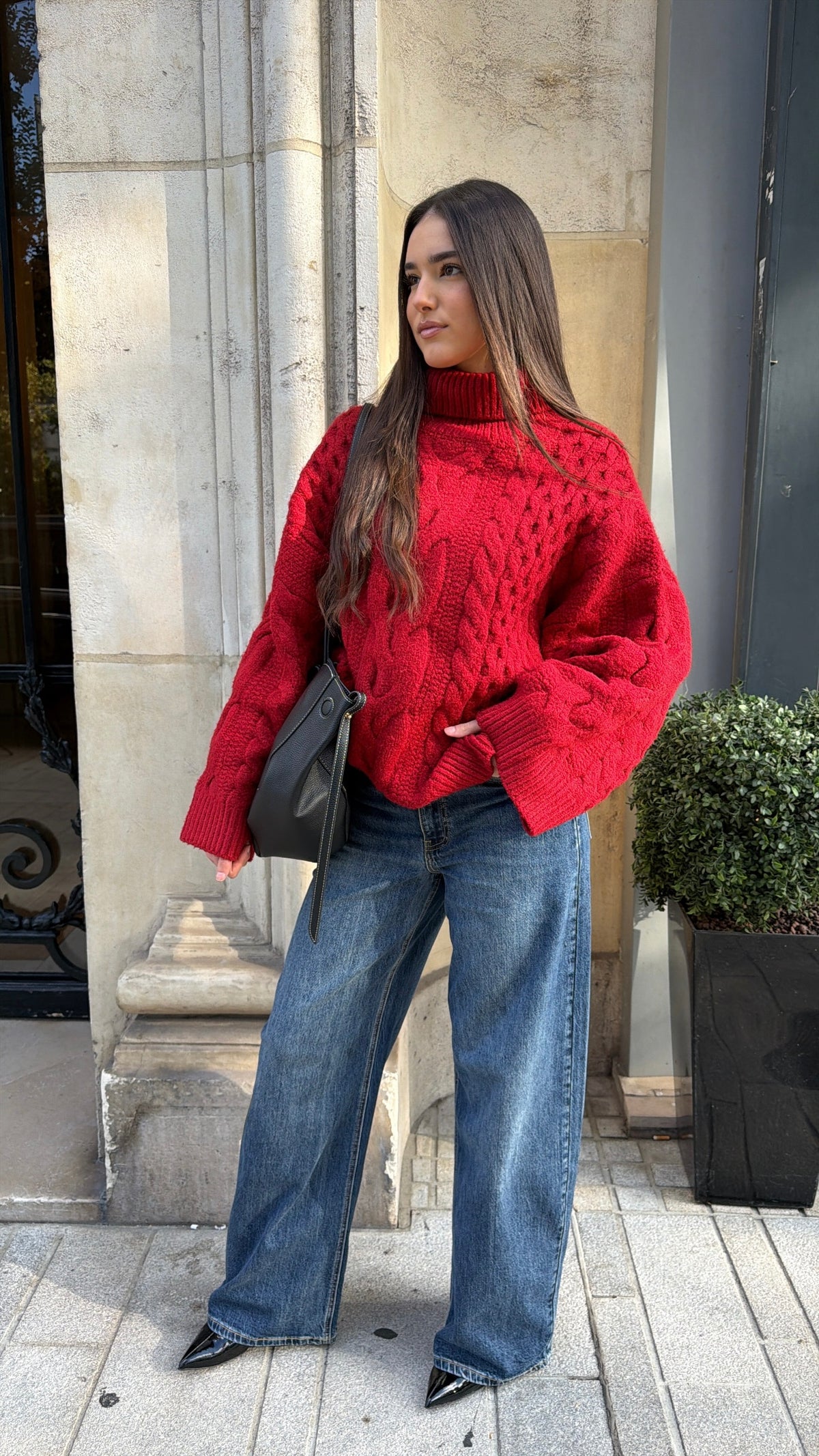 Pull oversize col roulé RORY [rouge]