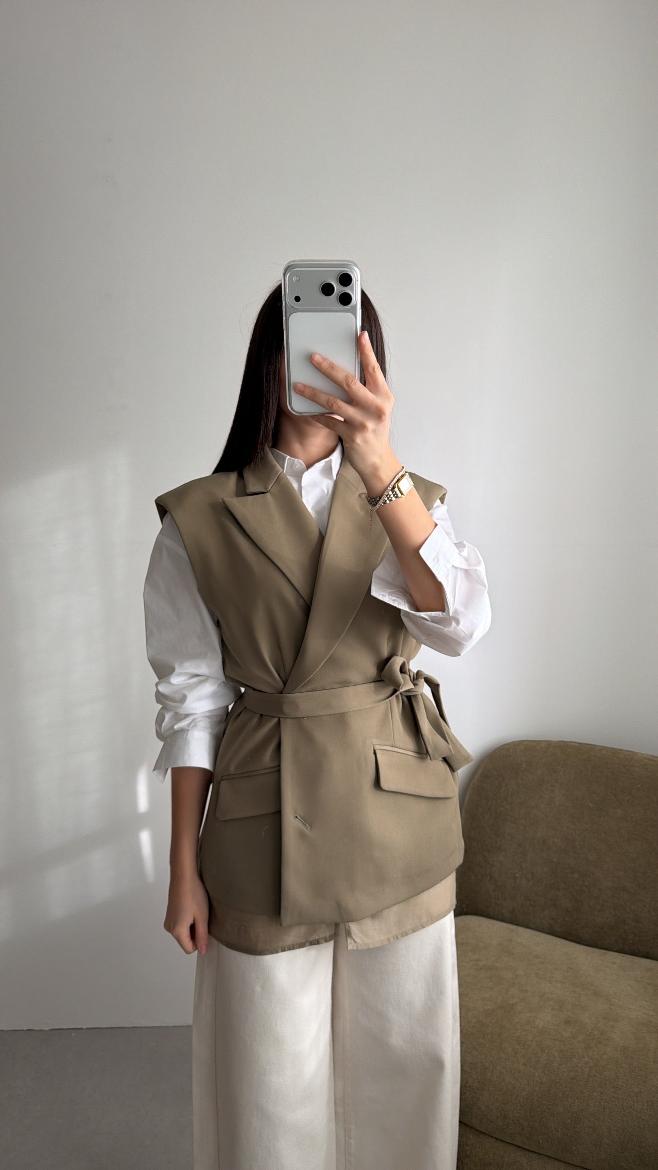 Blazer Layering sans manches [kaki]