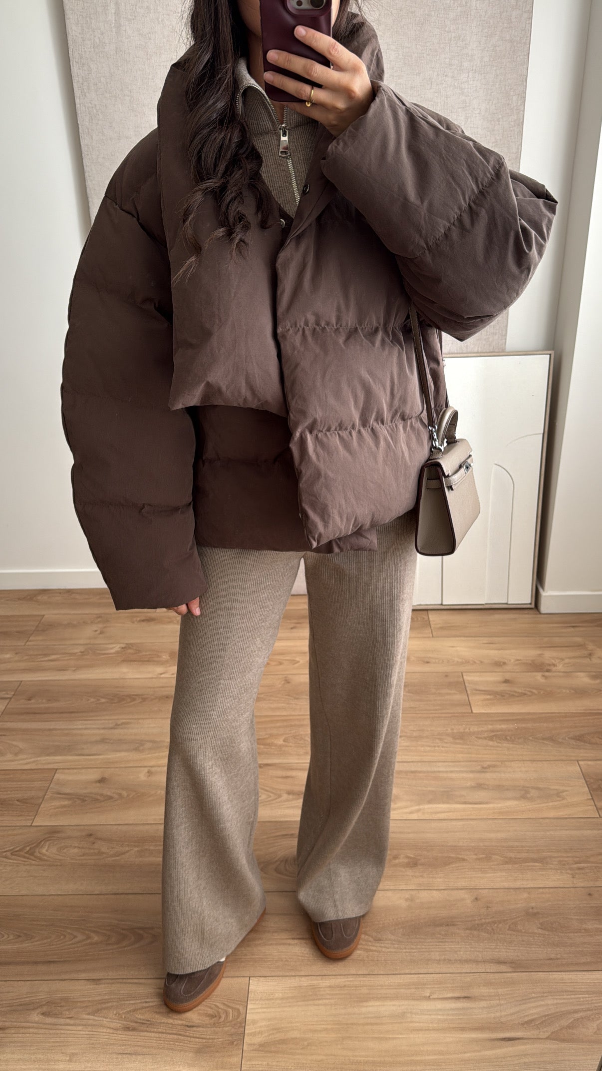 Doudoune puffer oversize col Montant [ marron ]