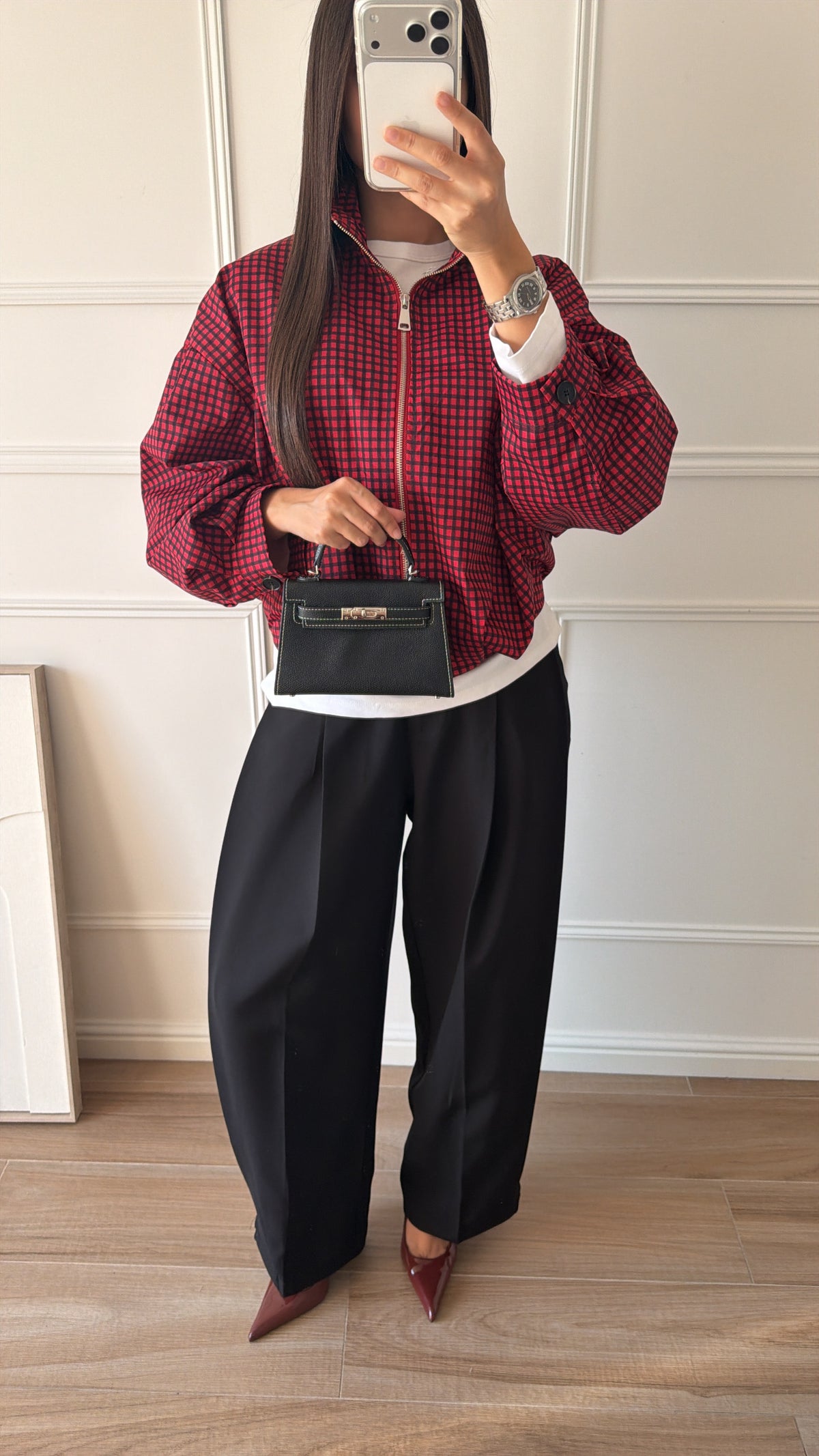 Veste oversize à carreaux LONA [rouge]