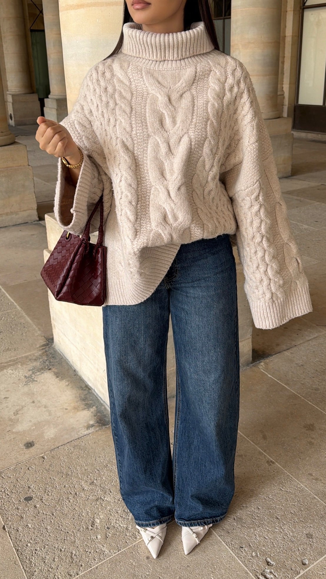 Pull oversize col roulé RORY [beige]