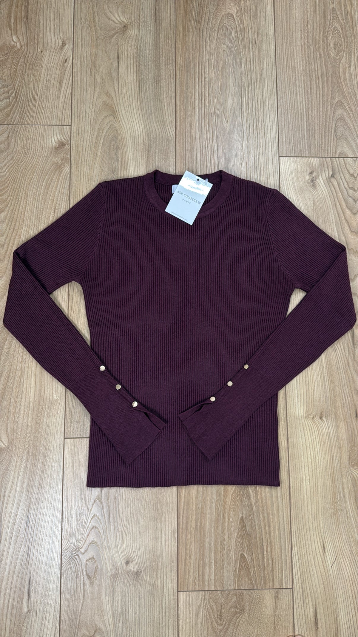 Ribbed knit sweater [burgundy]